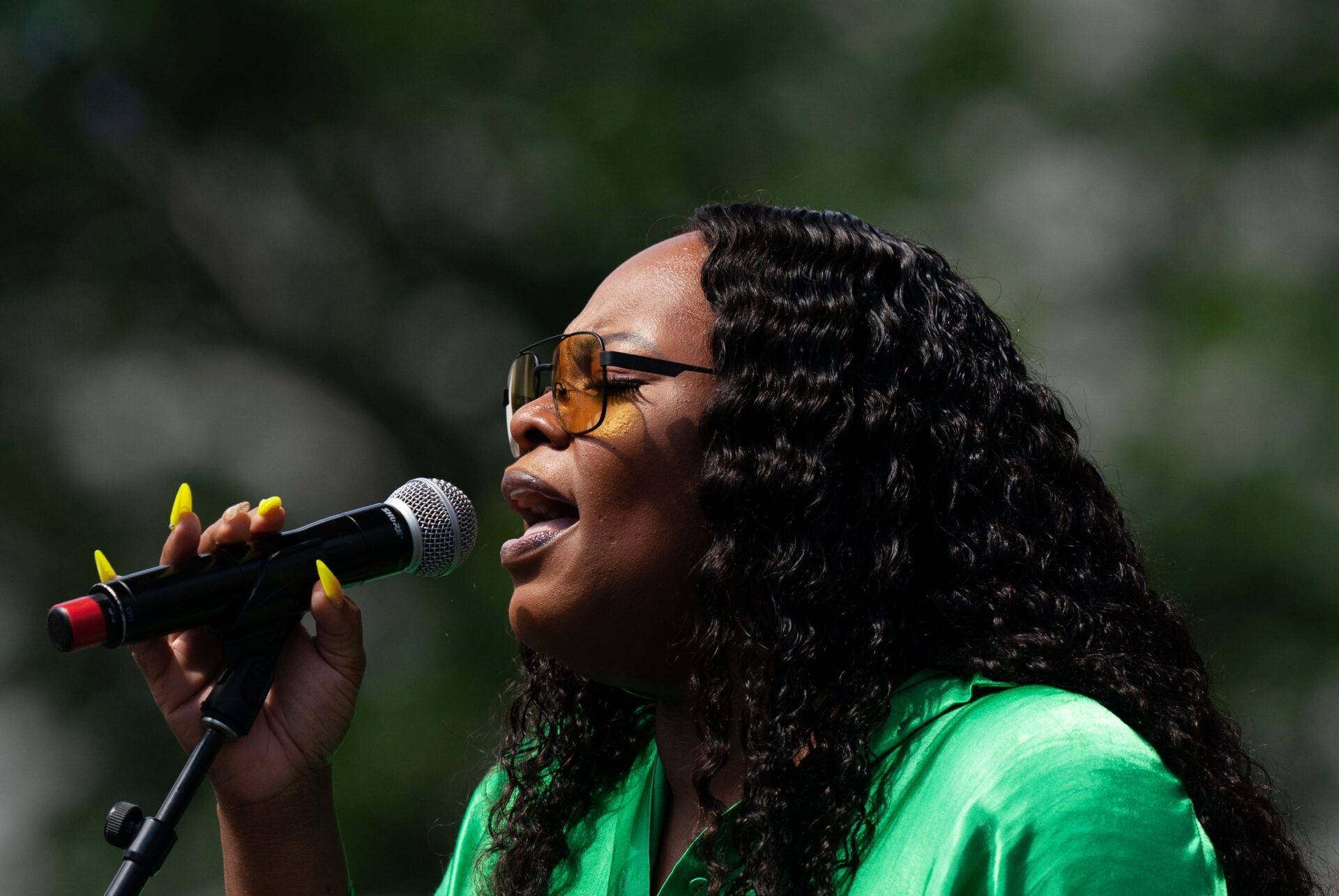 Tasha Cobbs Leonard performs on the Vibes Stage on the fourth day of CMA Fest in Nashville, Tenn., Sunday, June 11, 2023.