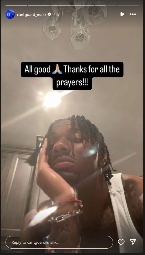 Malik Nabers Instagram story after suffering a concussion in Week 4 against the Dallas Cowboys