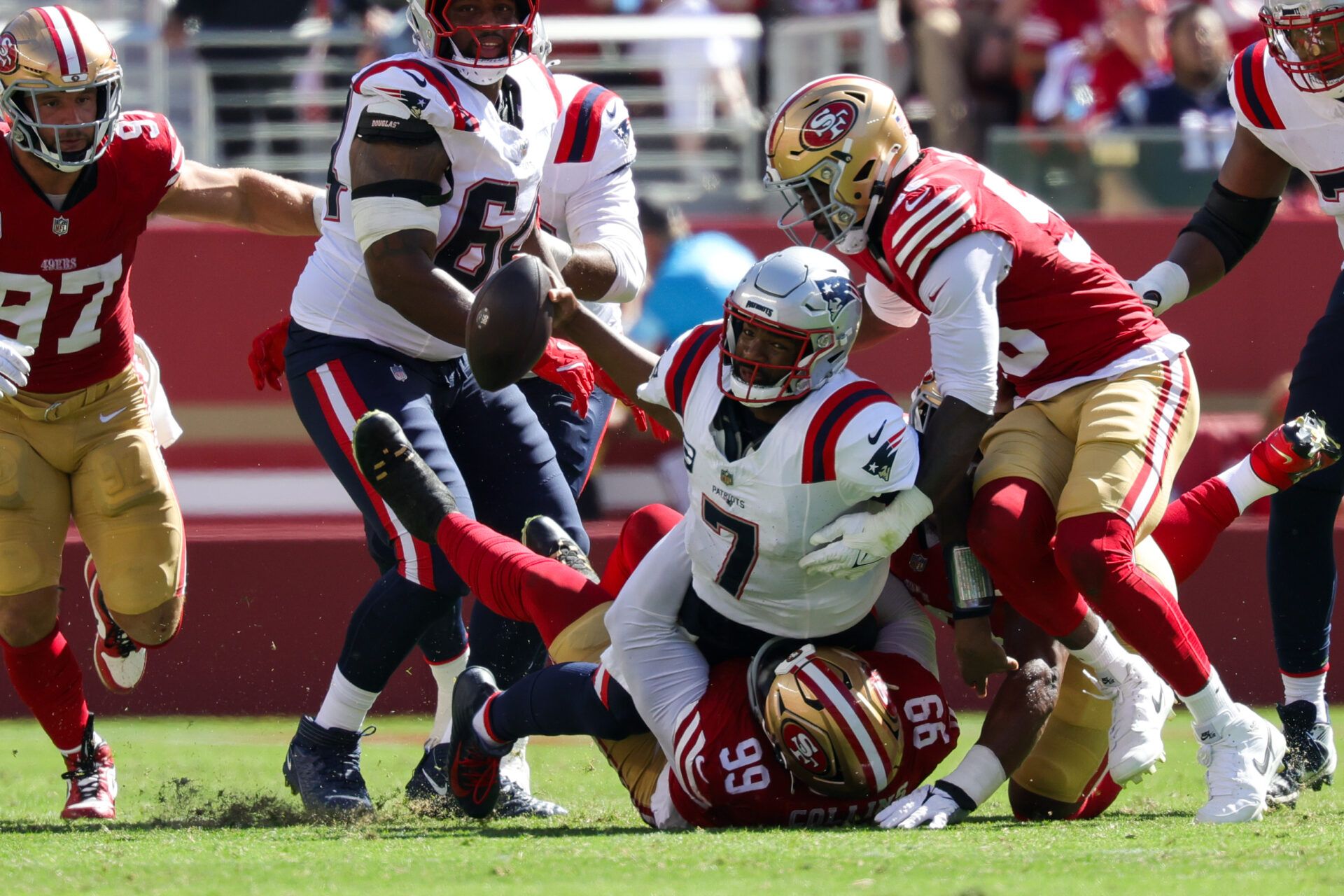 Christian Gonzalez Up, Jacoby Brissett Down: 3 Studs, 3 Duds From Patriots' Rough Loss to 49ers