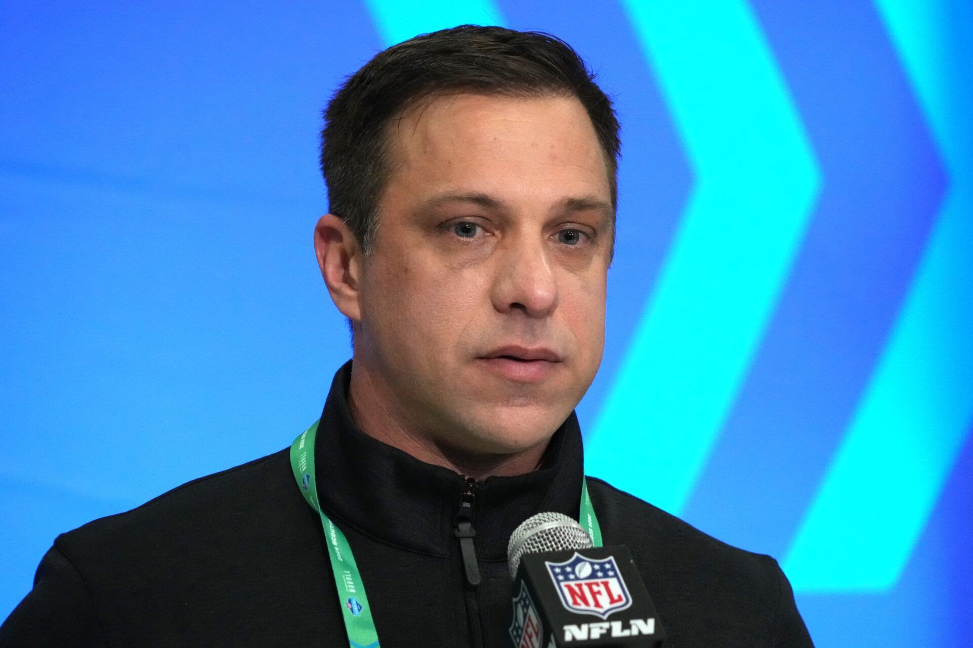 Kansas City Chiefs general manager Brett Veach speaks during a press conference at the NFL Scouting Combine at Indiana Convention Center.