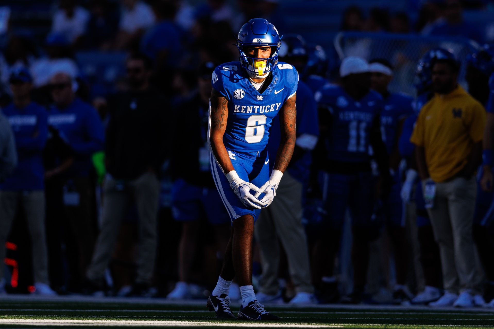 Kentucky Wildcats wide receiver Dane Key (6) gets in formation during the fourth quarter against the South Carolina Gamecocks at Kroger Field.