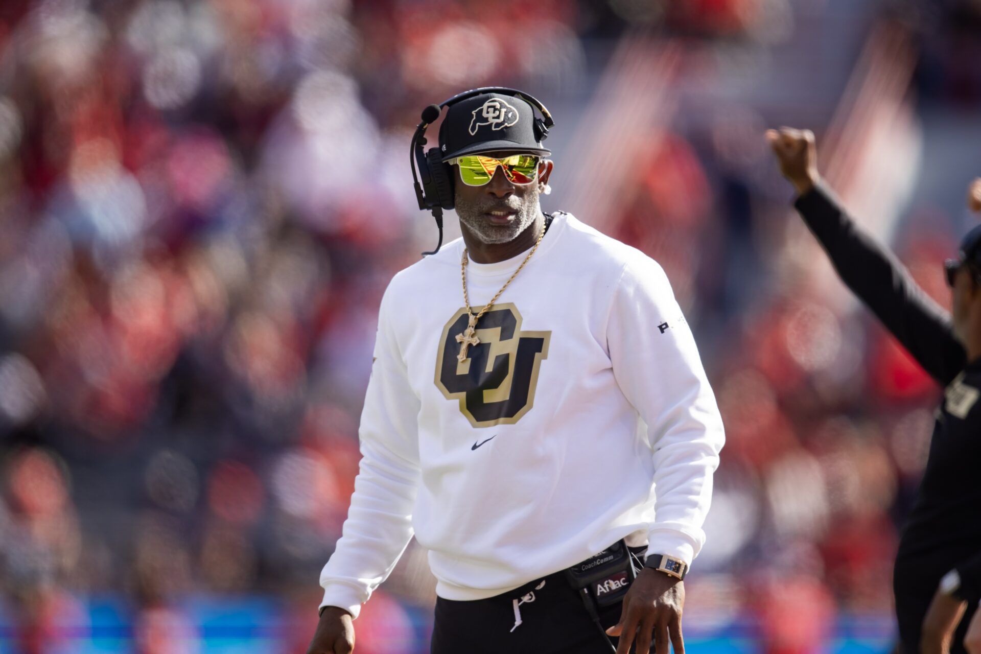 Colorado Buffalos head coach Deion Sanders against the Arizona Wildcats at Arizona Stadium.