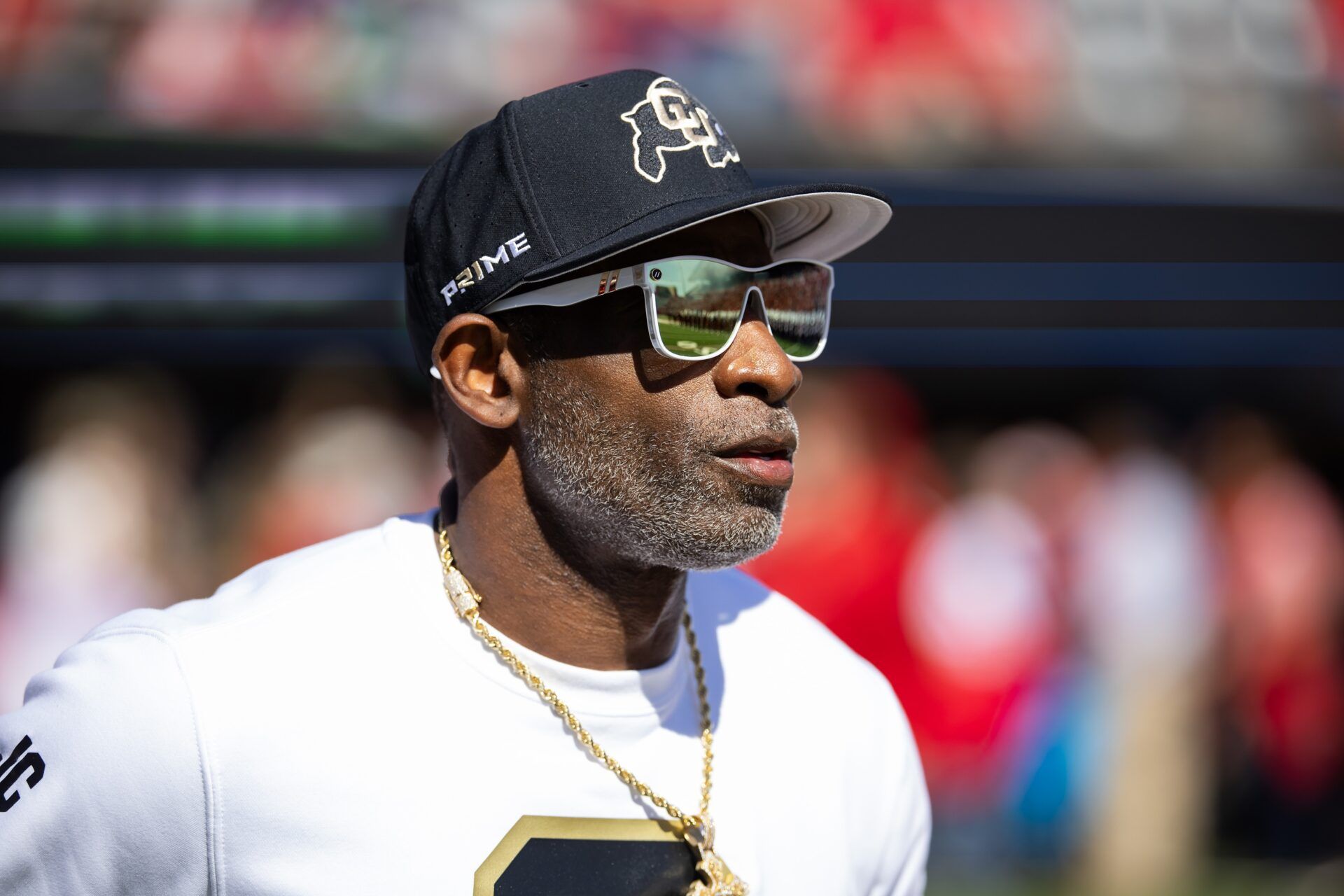 Colorado Buffalos head coach Deion Sanders against the Arizona Wildcats at Arizona Stadium.