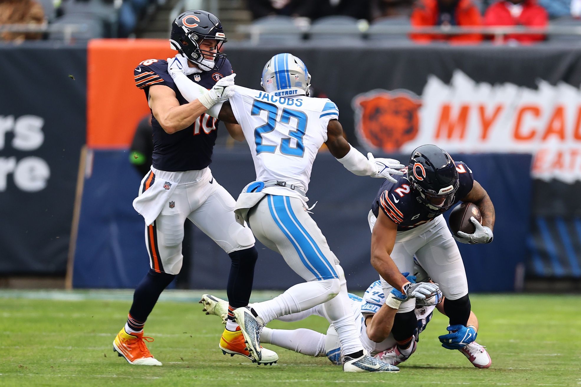 Chicago Bears wide receiver DJ Moore (2) makes a catch against the Detroit Lions during the second half at Soldier Field.