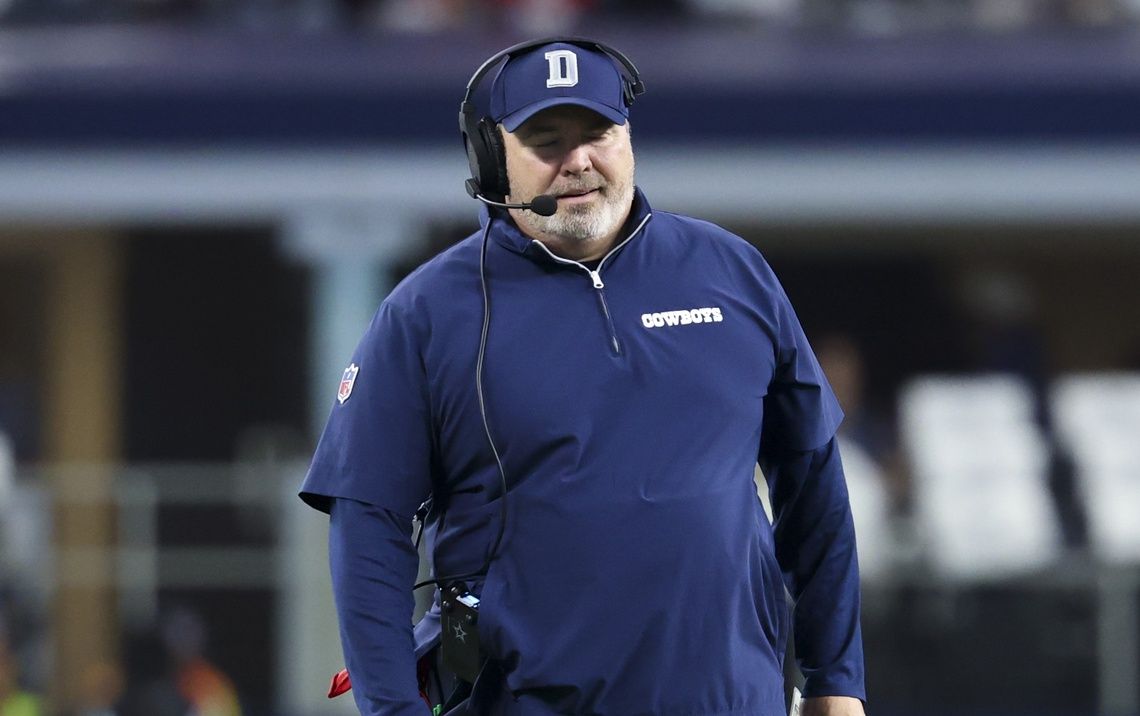 Dallas Cowboys head coach Mike McCarthy reacts during the first half against the Houston Texans at AT&T Stadium.