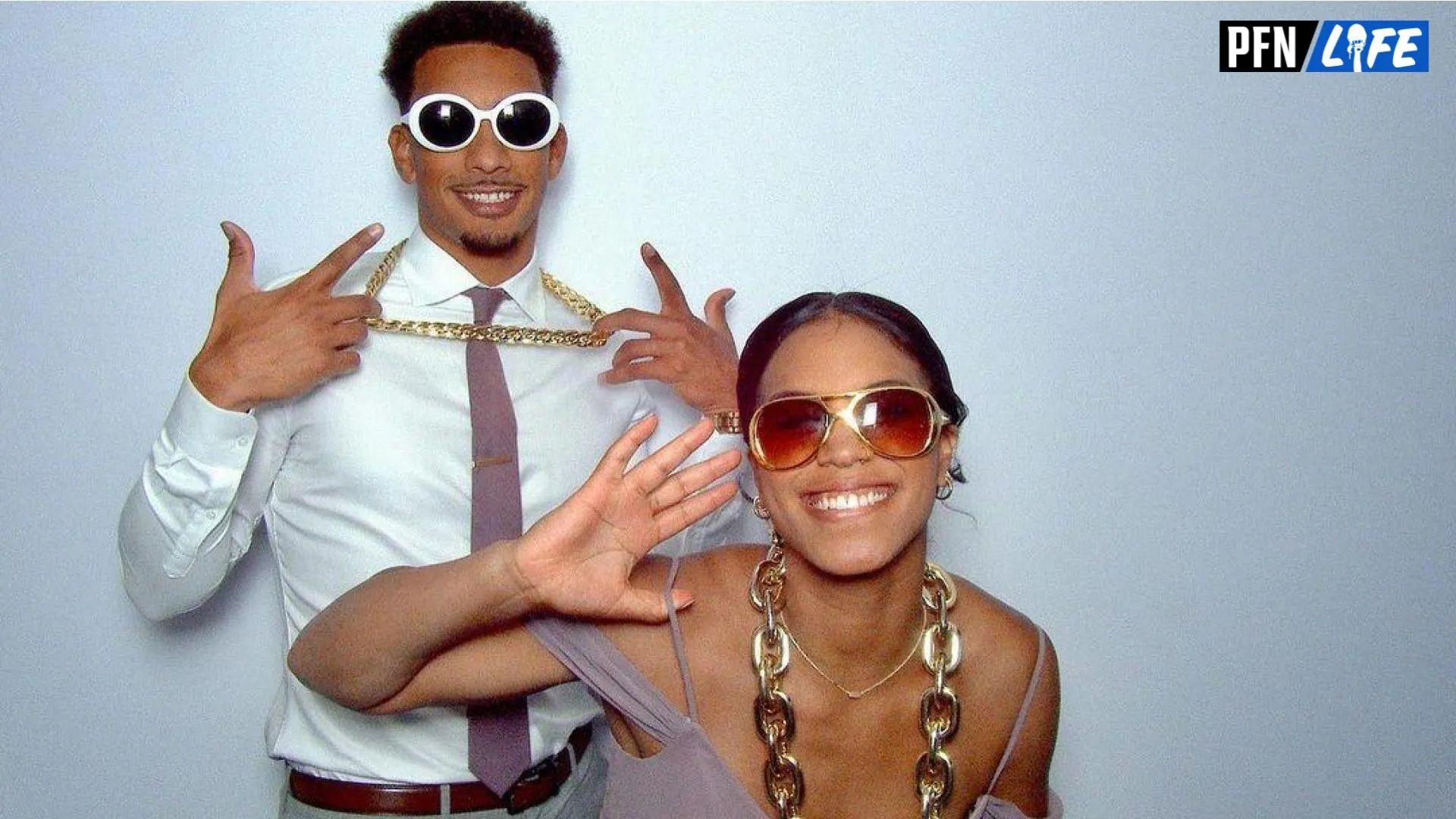 Jordan Love posing for a photo with his fiancee, Ronika Stone.