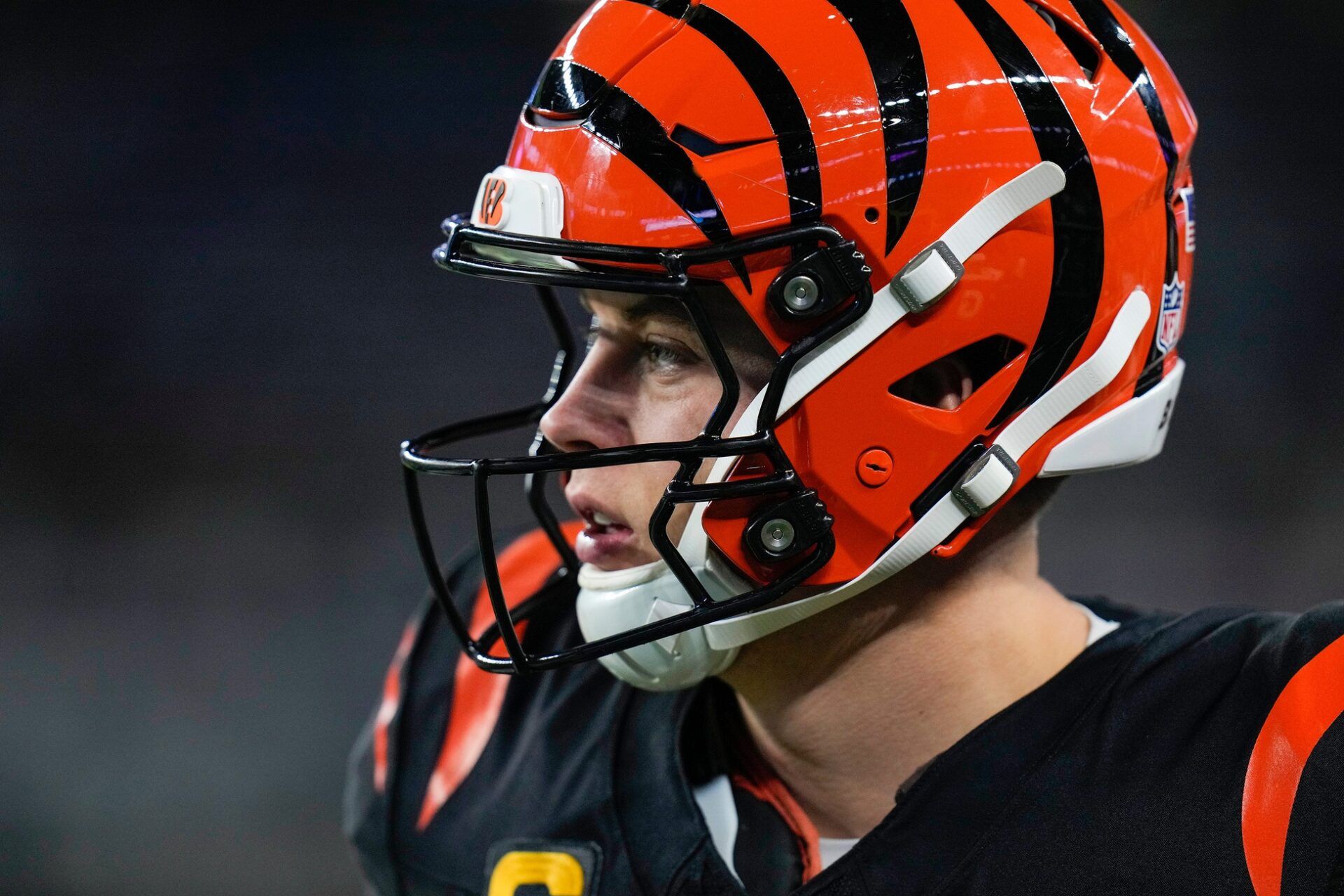 Cincinnati Bengals quarterback Joe Burrow (9) lead his team to a 27-20 victory over Dallas Cowboys for the Monday Night Football match-up at AT&T Stadium in Arlington,Texas on Monday, December 9, 2024.