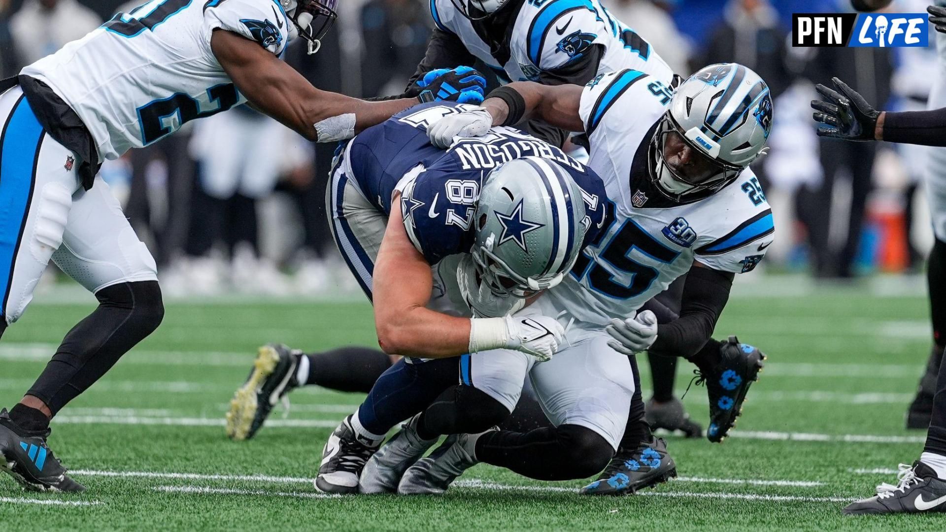 A questionable unnecessary roughness penalty on Xavier Woods made Greg Olsen call out the NFL for softening up the league.