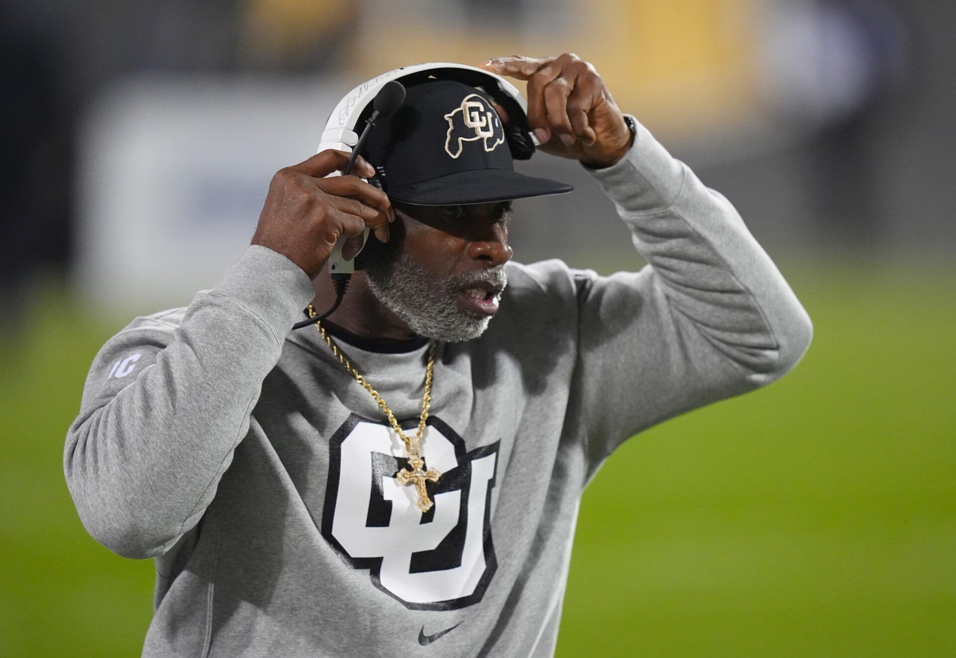 Colorado Buffaloes head coach Deion Sanders during the first quarter Cincinnati Bearcats at Folsom Field.