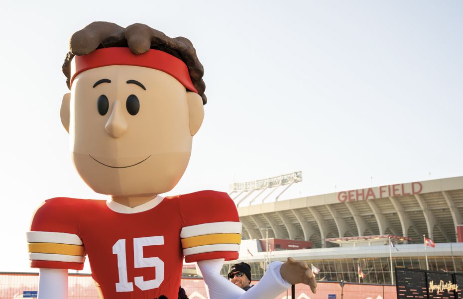 To promote their upcoming original short, the Chiefs had a 13-foot-tall version of the Mahomes Claymation character at Saturday's game against the Houston Texans.