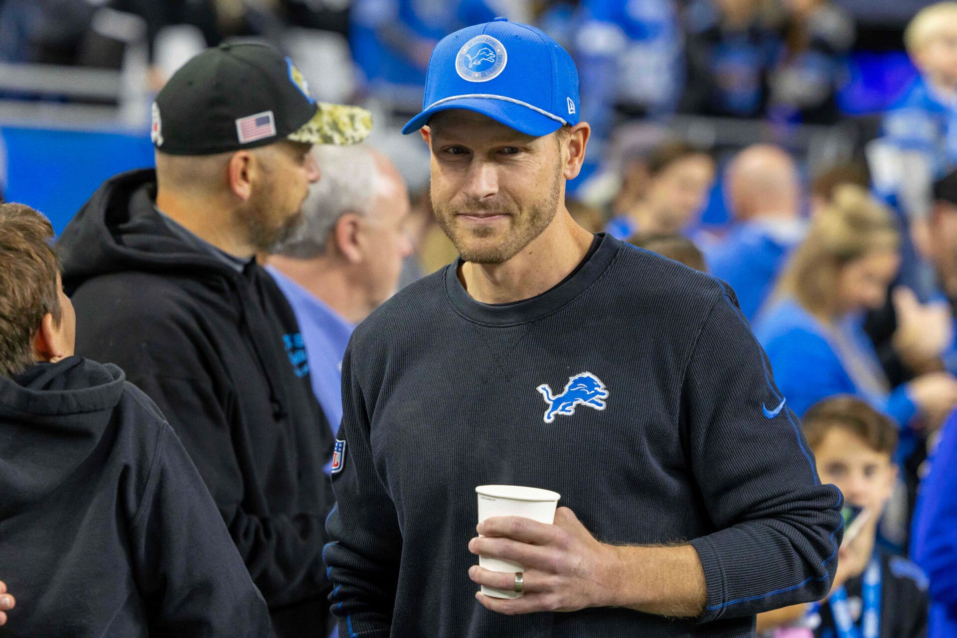 Nov 28, 2024; Detroit, Michigan, USA; Detroit Lions offensive coordinator Ben Johnson walks the sidelines before the game against the Chicago Bears at Ford Field. Mandatory Credit: David Reginek-Imagn Images