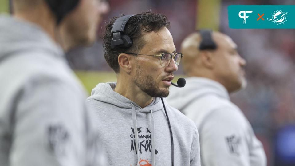 Miami Dolphins head coach Mike McDaniel looks on during the first half against the Houston Texans at NRG Stadium.