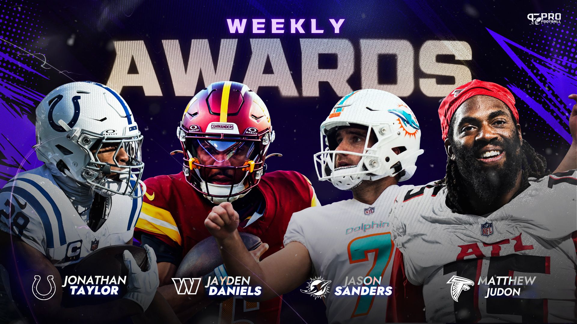 Pro Football Network's Week 16 NFL Awards: Jonathan Taylor, Matthew Judon, and Jayden Daniels Recognized