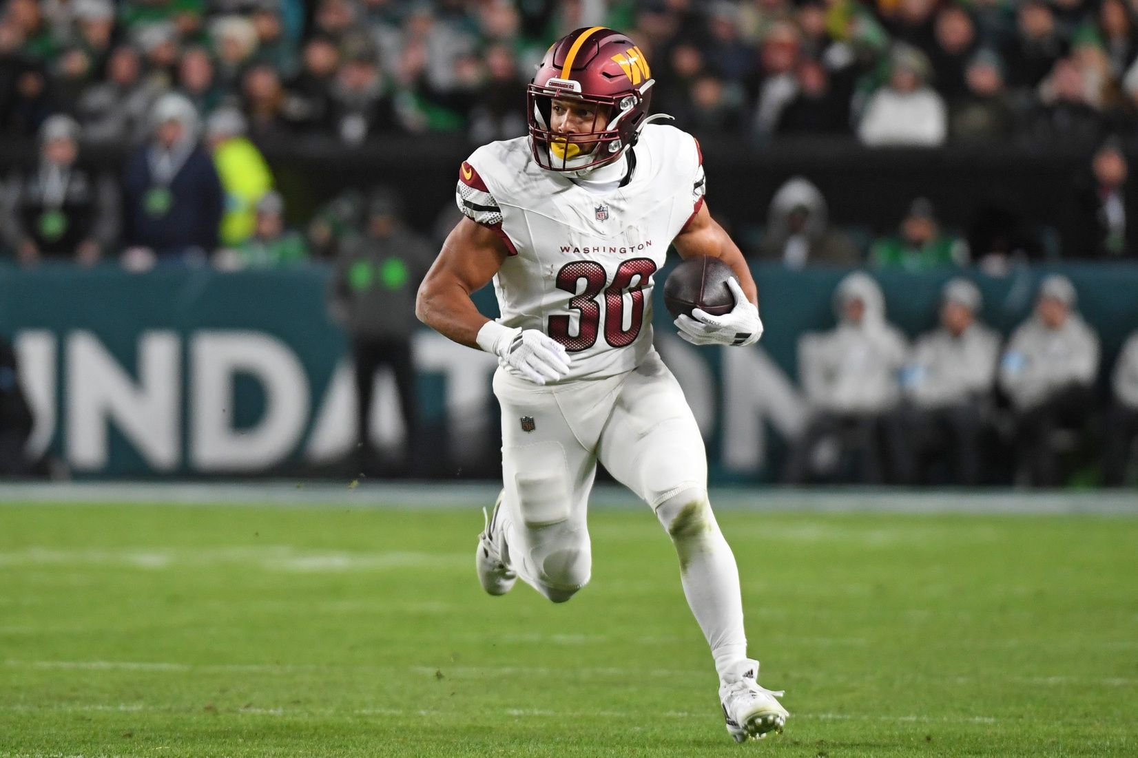 Washington Commanders running back Austin Ekeler (30) against the Philadelphia Eagles at Lincoln Financial Field.