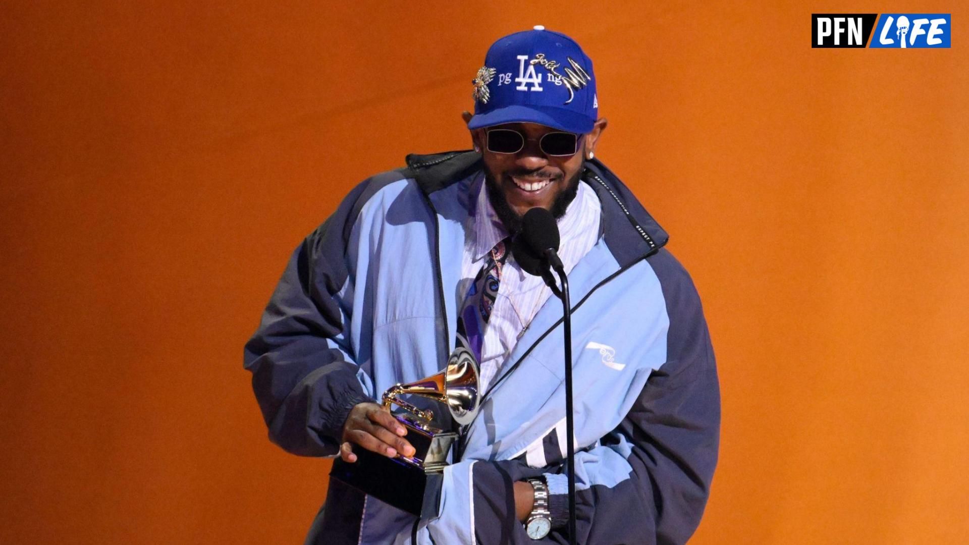 Kendrick Lamar accepts the award for best rap album for “Mr. Morale & The Big Steppers during the 65th Annual Grammy Awards at Crypto.com Arena in Los Angeles on Sunday, Feb. 5, 2023.