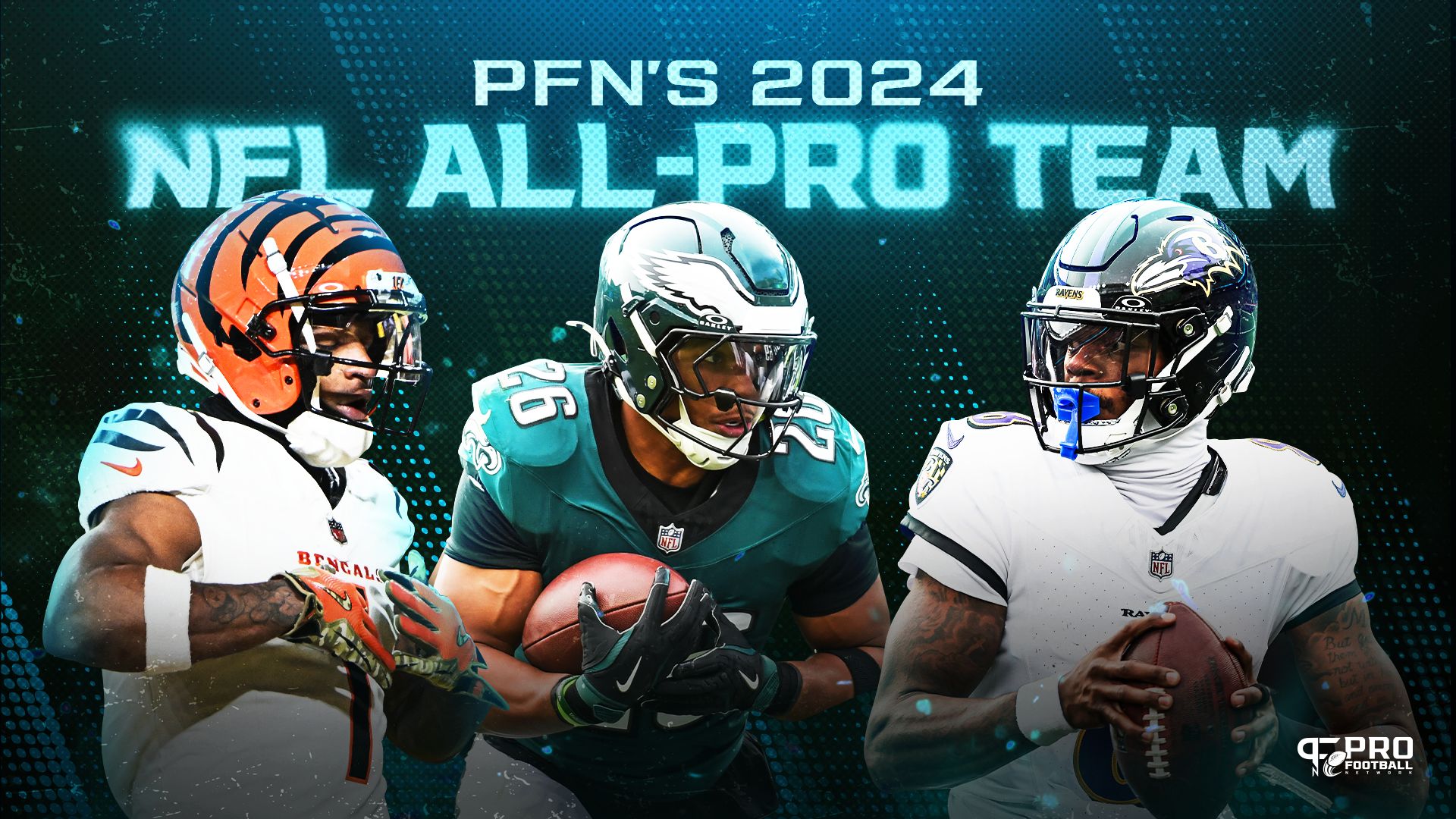 PFN's 2024 NFL All-Pro Team: Lamar Jackson, Saquon Barkley, Ja'Marr Chase, and Myles Garrett Among the Headliners