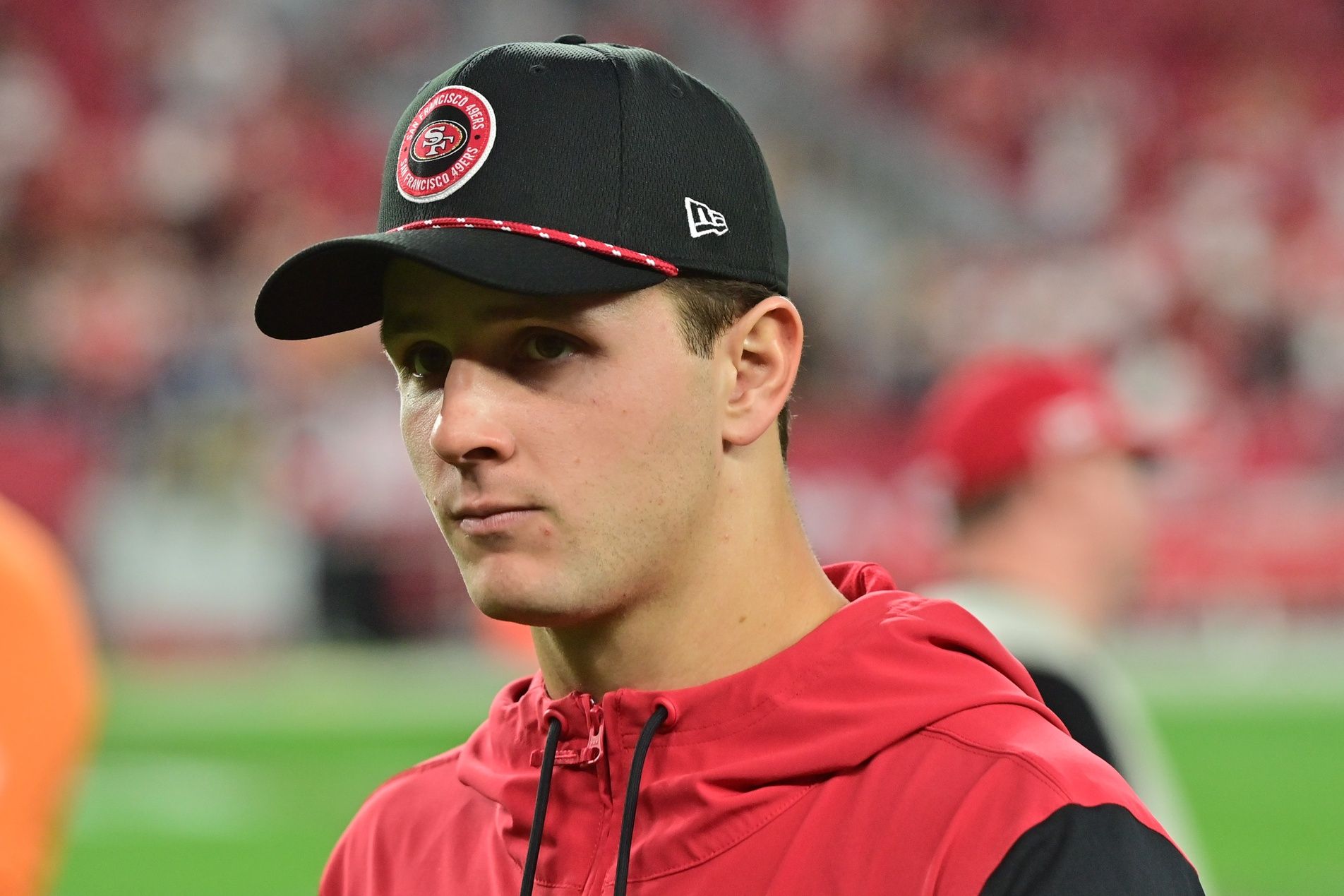 San Francisco 49ers quarterback Brock Purdy (13) looks on after losing to the Arizona Cardinals at State Farm Stadium.