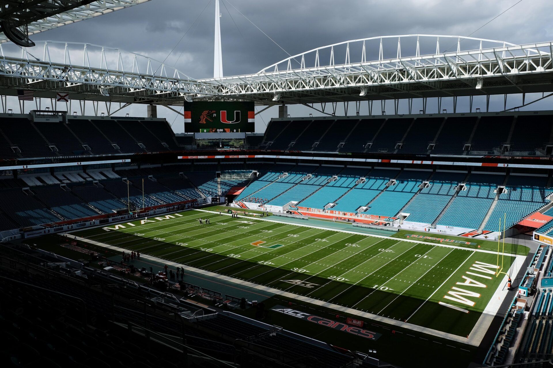 A general view of Hard Rock Stadium before the game between the Miami Hurricanes and the Florida A&M Rattlers.