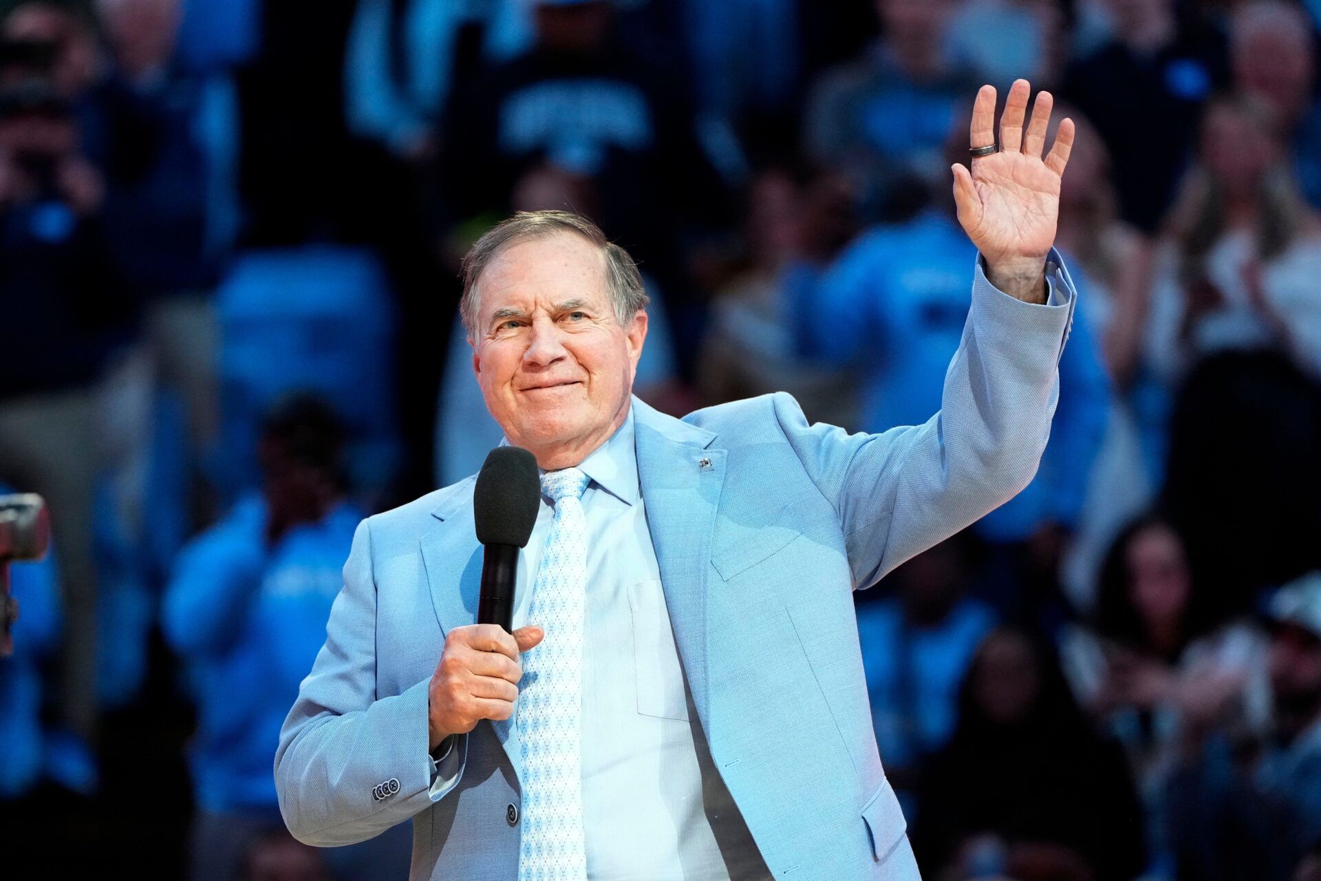 North Carolina Tar Heels head football coach Bill Belichick during half time at Dean E. Smith Center.