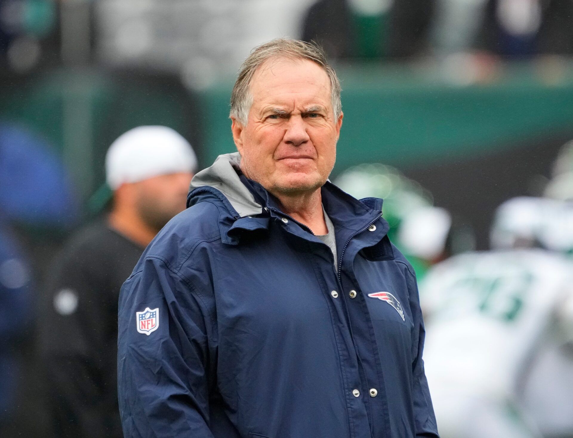 New England Patriots head coach Bill Belichick on the sidelines in 2023.