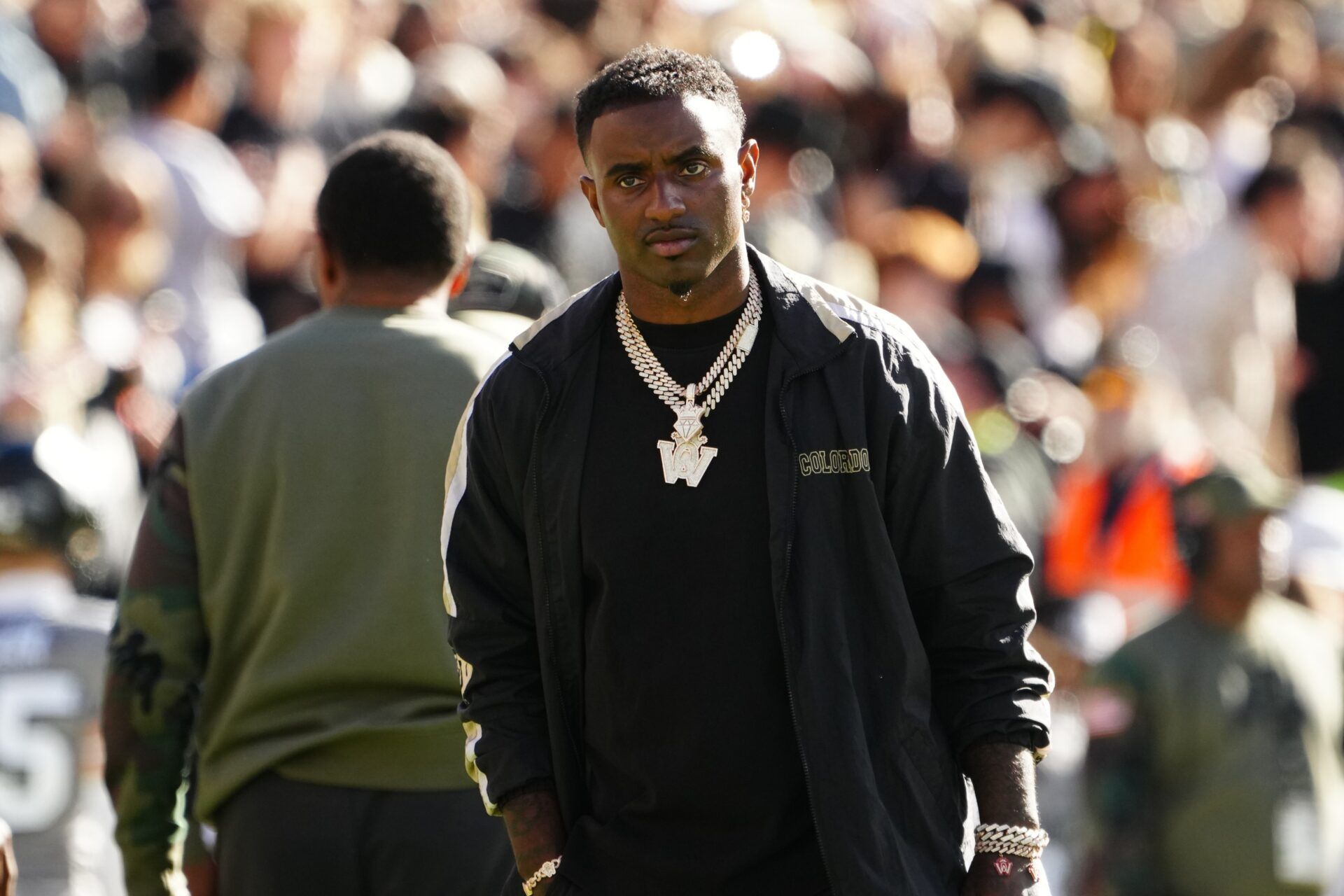 Colorado Buffaloes video producer Deion Sanders Jr during the game against the Arizona Wildcats at Folsom Field.