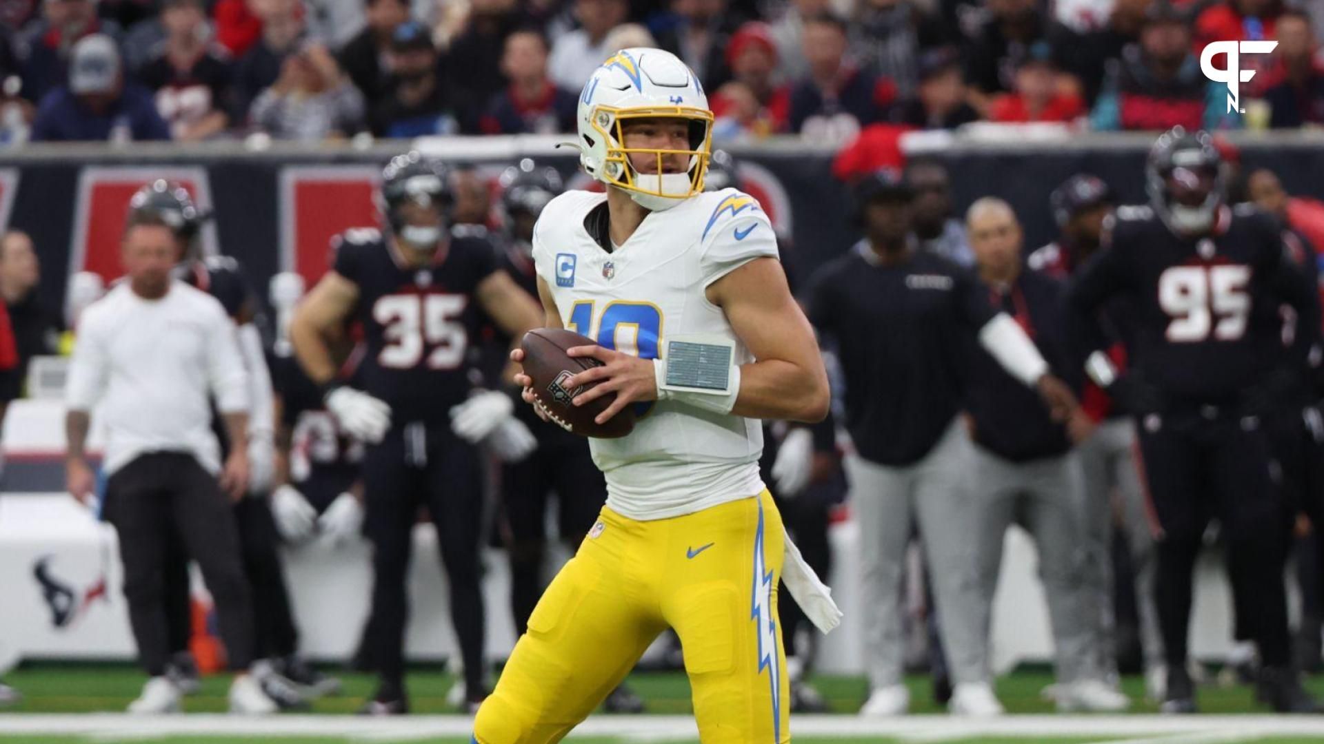 Fans on social media grilled Justin Herbert after the Chargers quarterback threw four interceptions in the playoff loss against the Texans.