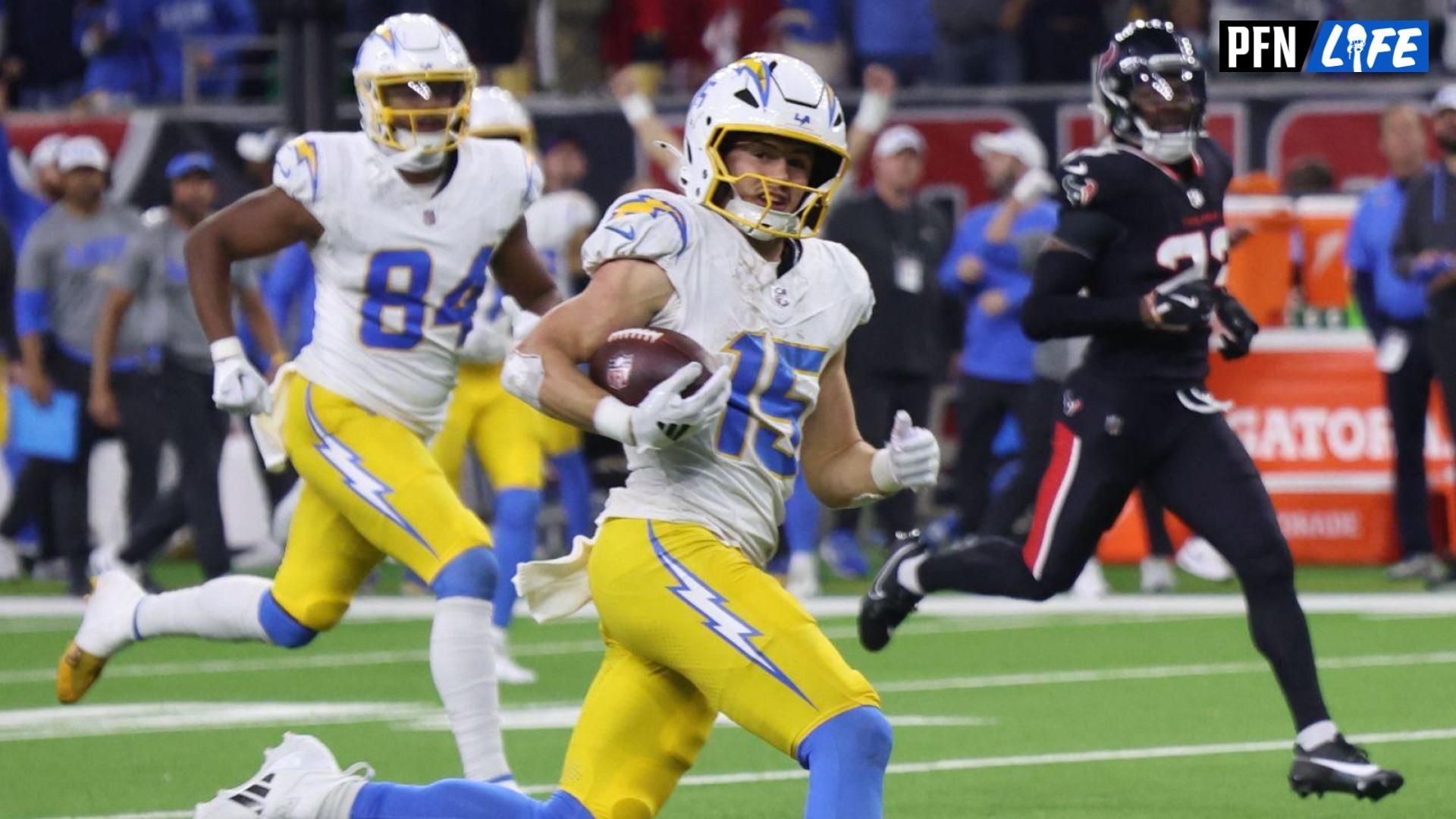 Ladd McConkey's girlfriend Sydney Horne celebrates the Chargers WR's successful outing against the Texans despite the playoff loss.