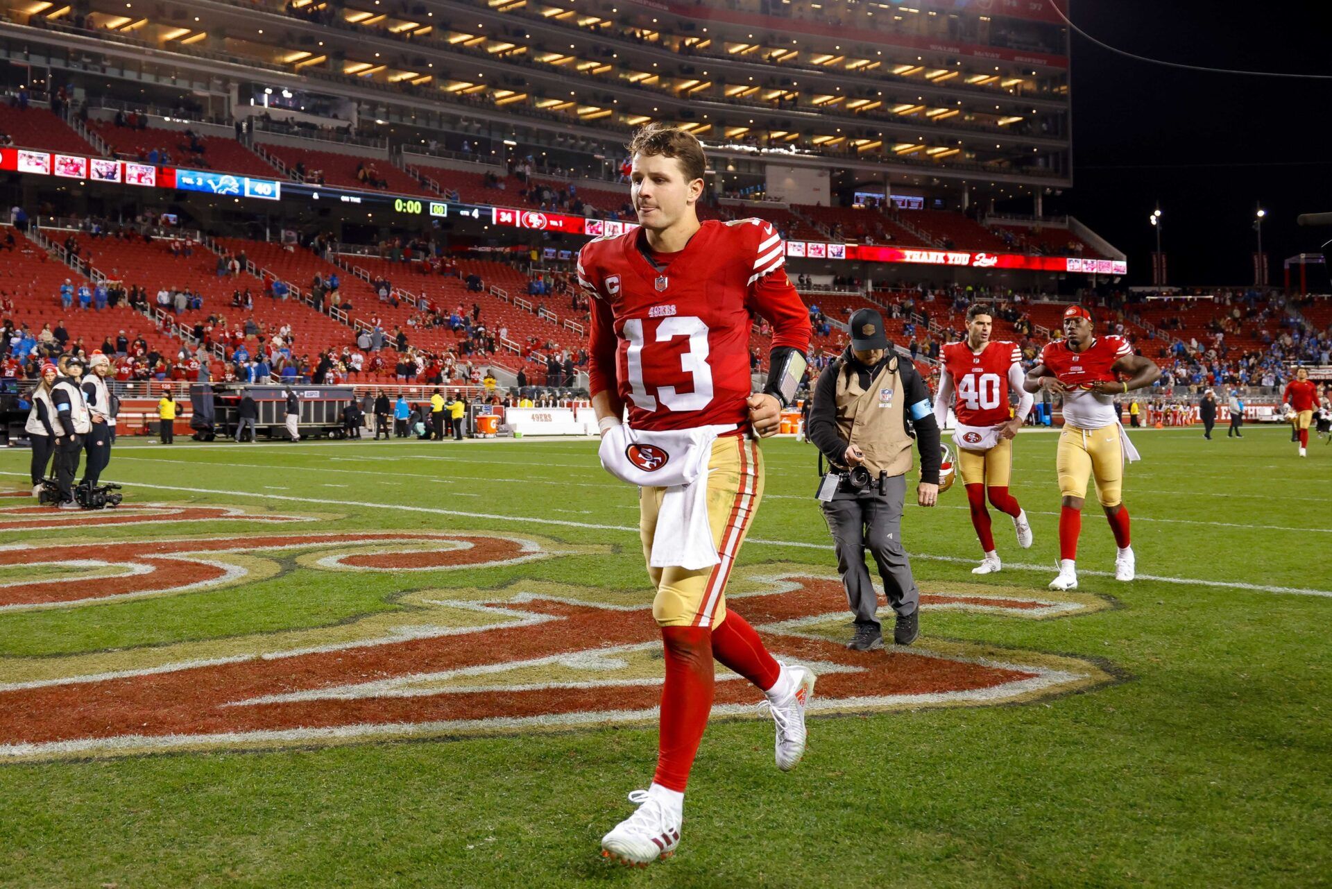 San Francisco 49ers quarterback Brock Purdy (13) during the game against the Detroit Lions at Levi's Stadium.