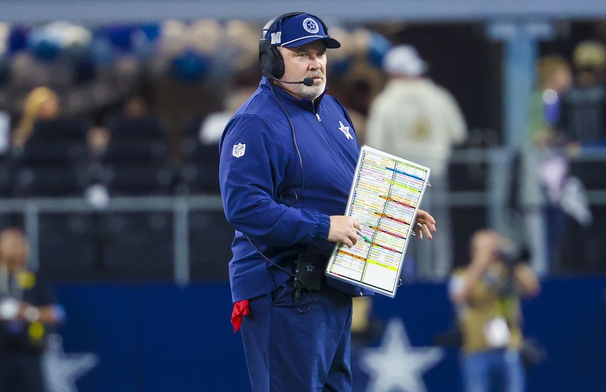 Dallas Cowboys head coach Mike McCarthy looks on during the first half against the Cincinnati Bengals at AT&T Stadium.