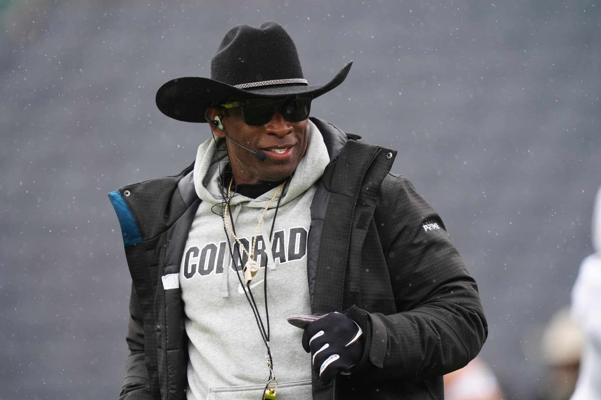 Colorado Buffaloes head coach Deion Sanders during a spring game event at Folsom Field.