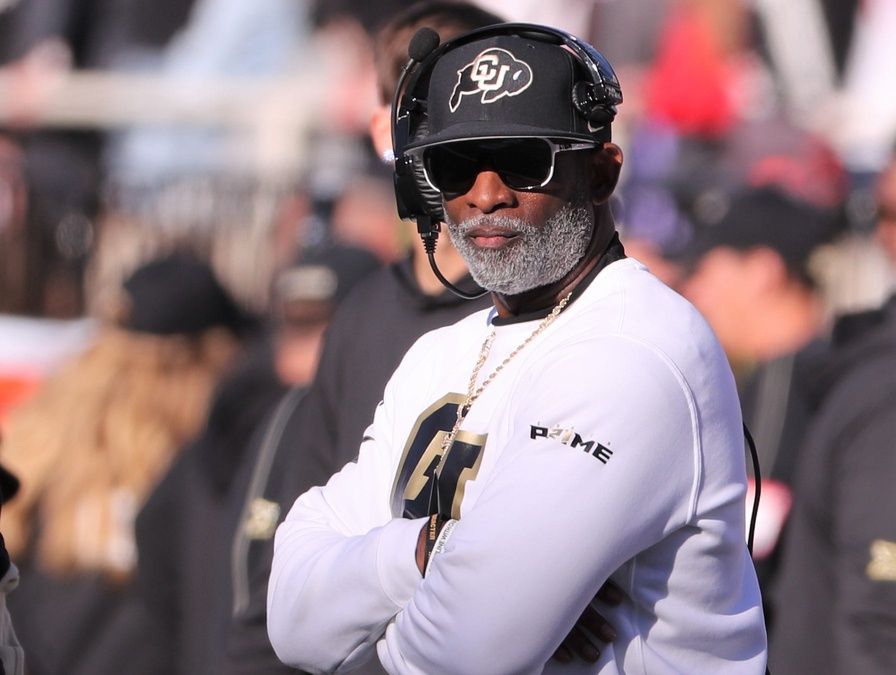 Colorado football coach Deion Sanders looks on against Texas Tech in a Big 12 football game Saturday, Nov. 9, 2024, at Jones AT&T Stadium.