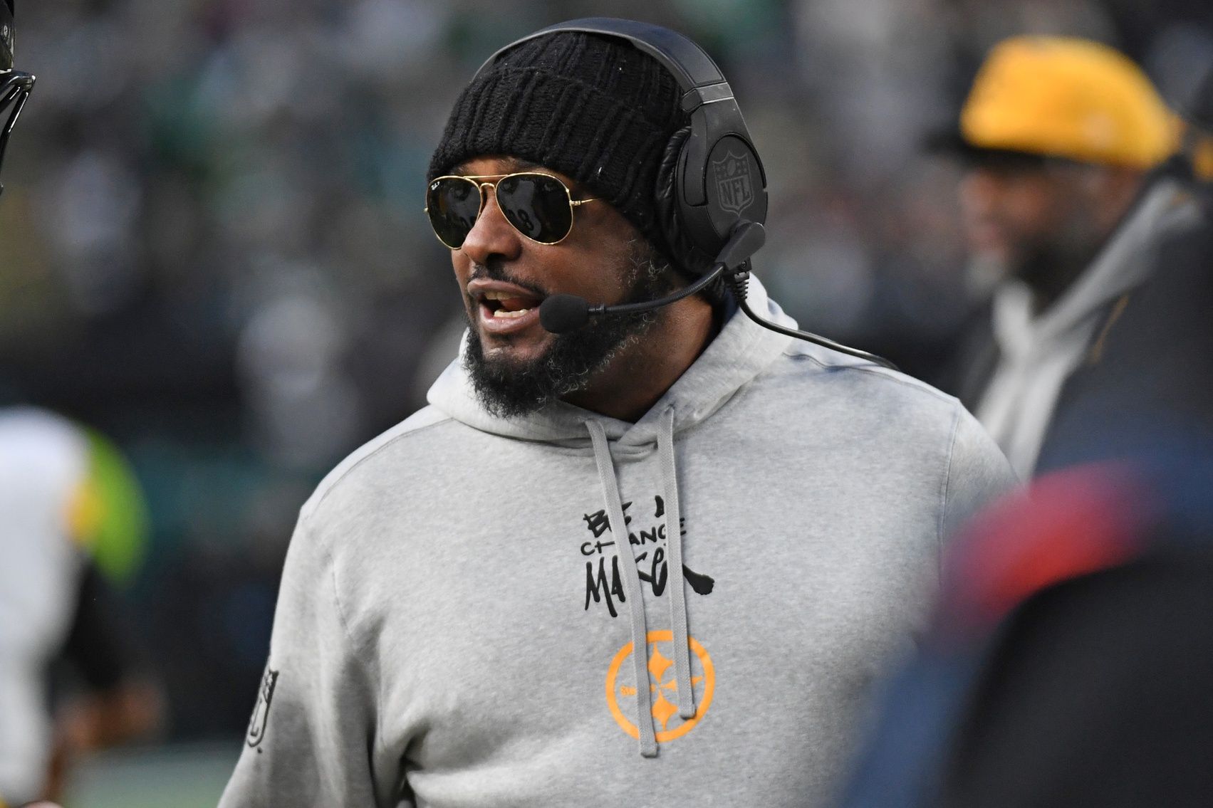 Pittsburgh Steelers head coach Mike Tomlin on the sidelines against the Philadelphia Eagles at Lincoln Financial Field.