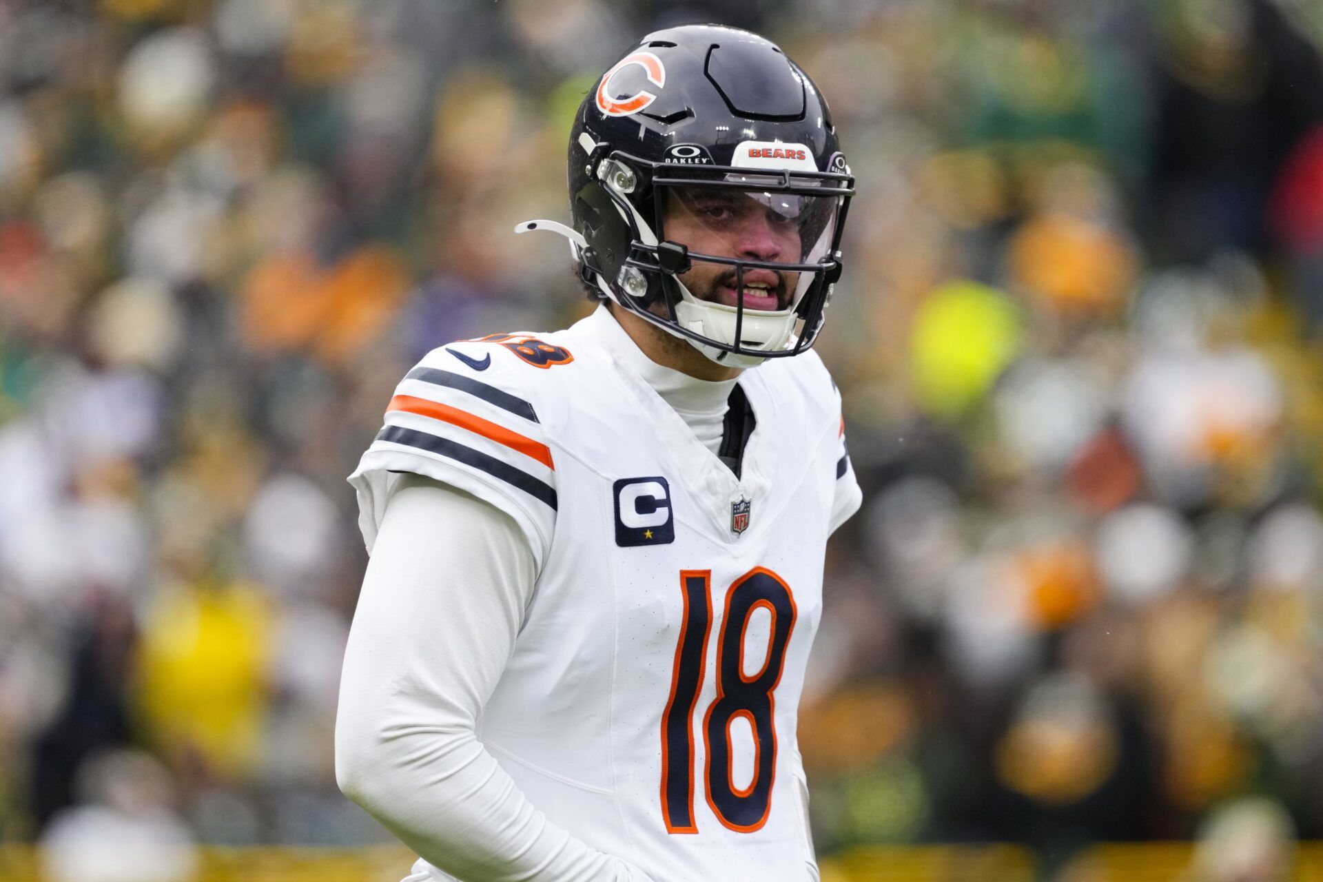 Chicago Bears quarterback Caleb Williams (18) during the game against the Chicago Bears at Lambeau Field.