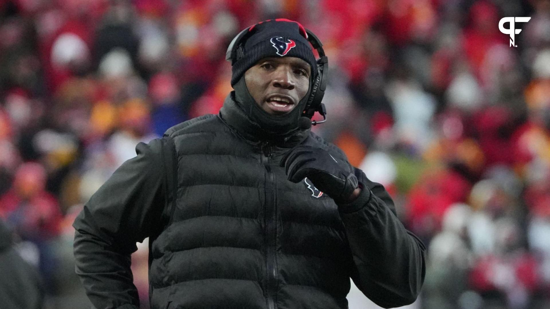 Houston Texans coach DeMeco Ryans did not care for the officiating in the Divisional Round loss in Kansas City. He went out of his way to challenge the officials.