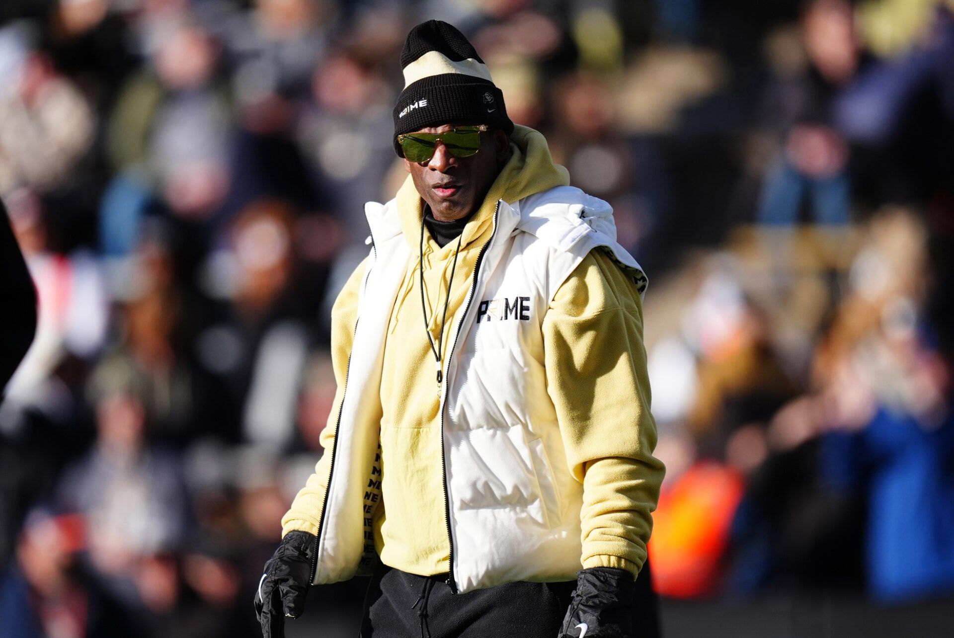 Colorado Buffaloes head coach Deion Sanders before the game against the Oklahoma State Cowboys at Folsom Field.