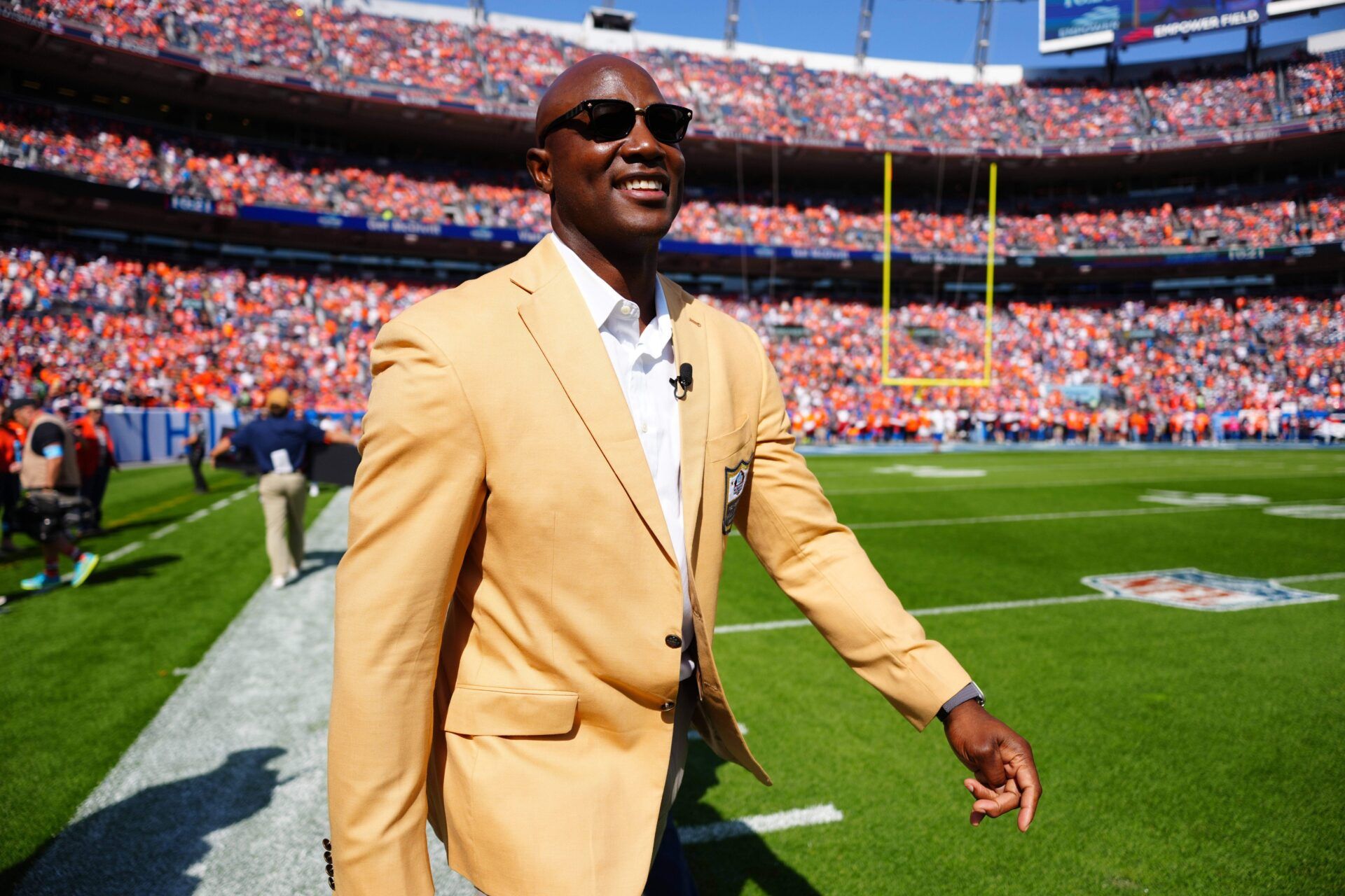 American football player Demarcus Ware before the game between the Las Vegas Raiders against the Denver Broncos at Empower Field at Mile High.