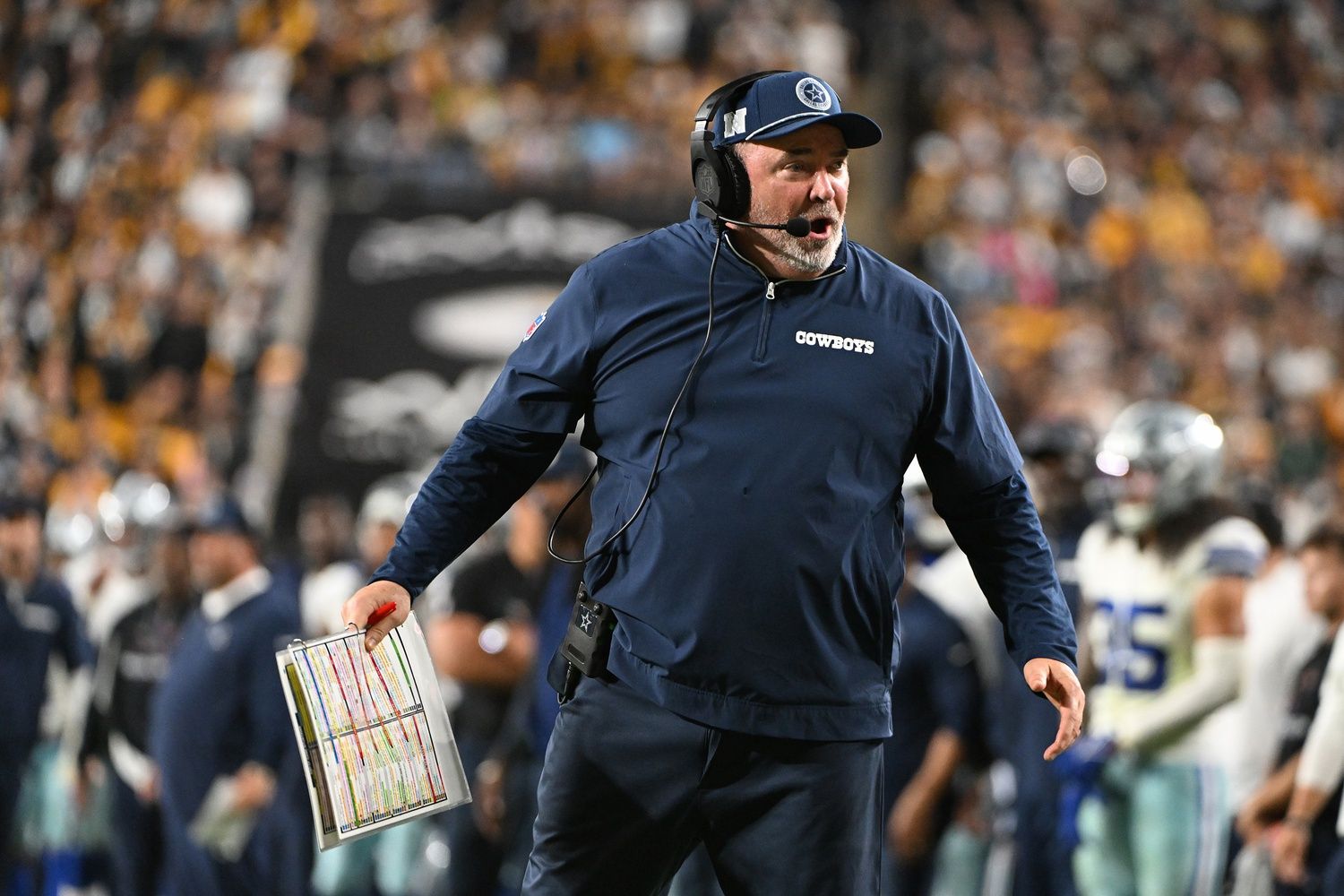 Dallas Cowboys head coach Mike McCarthy reacts against the Pittsburgh Steelers during the fourth quarter at Acrisure Stadium.