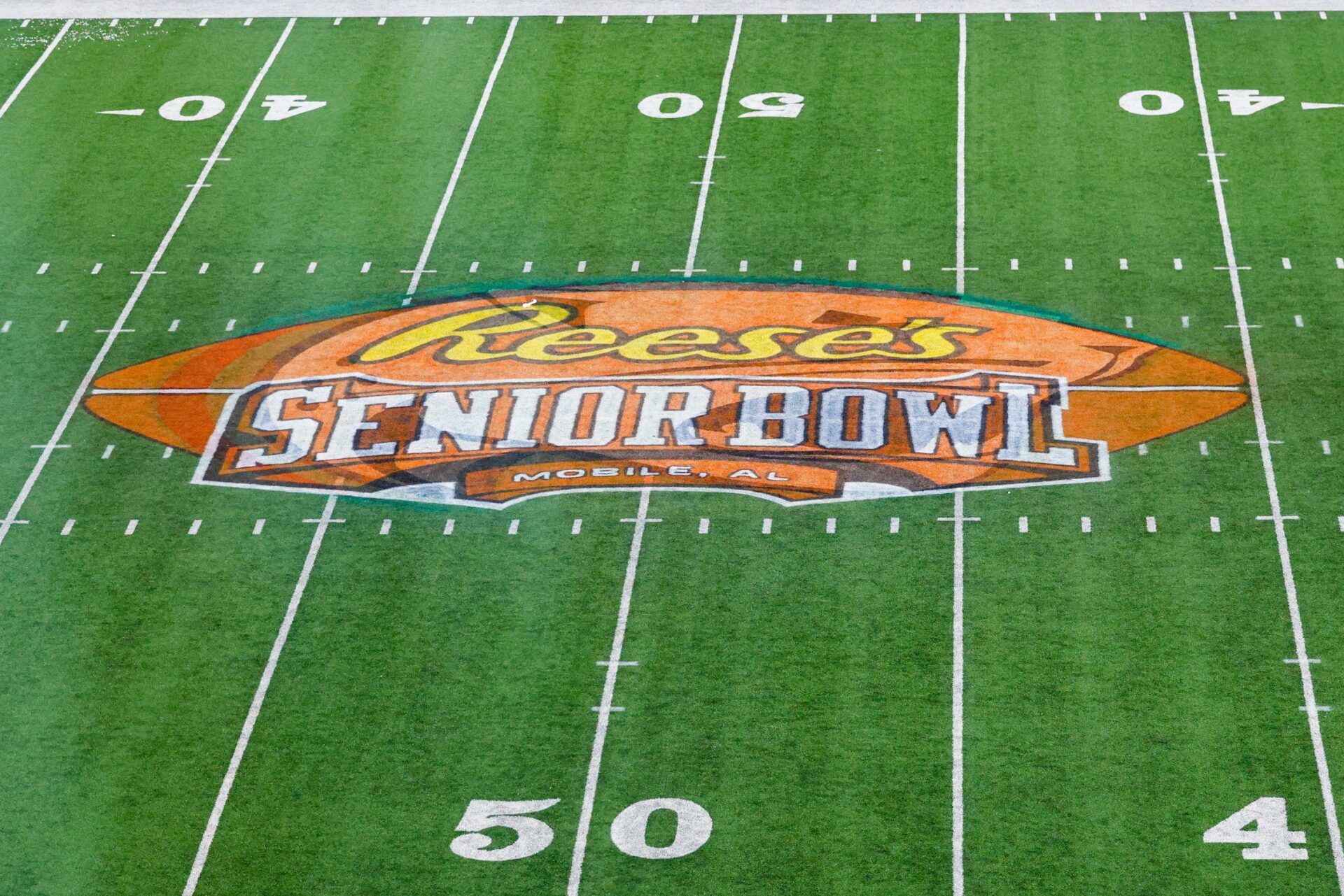 A general view of the field after the completion of the 2022 ReeseÕs Senior bowl at Hancock Whitney Stadium.