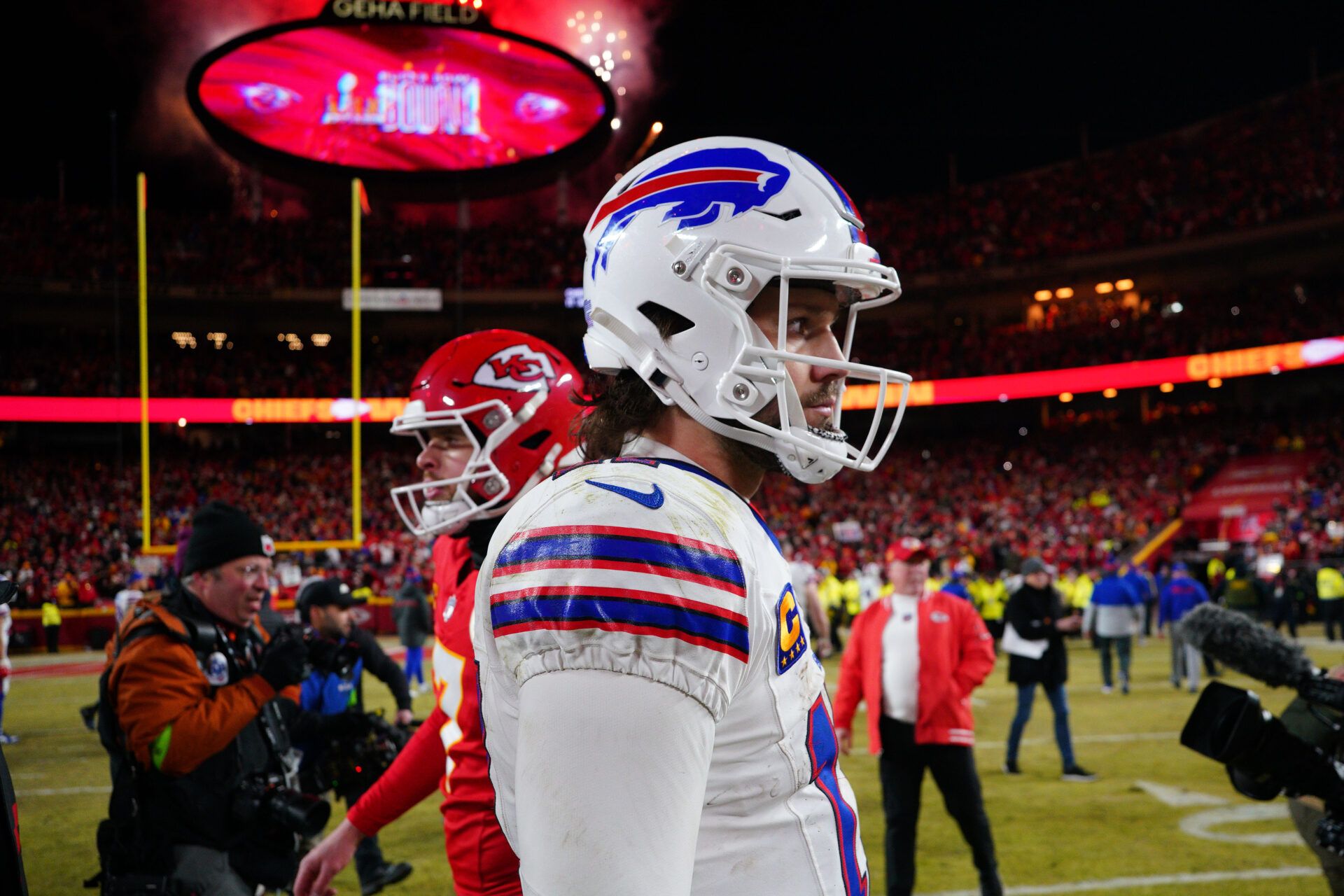 Josh Allen's playoff struggles against the Chiefs continued, with Pat McAfee calling out the Bills QB's roadblock in the AFC Championship Game.