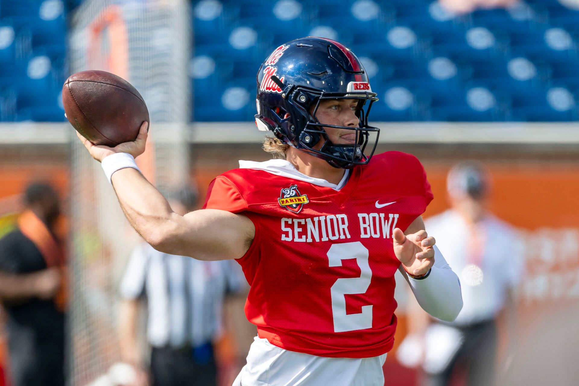 ESPN analyst and reporter Louis Riddick had high praise for Ole Miss quarterback Jaxson Dart at the Senior Bowl ahead of the 2025 NFL Draft.