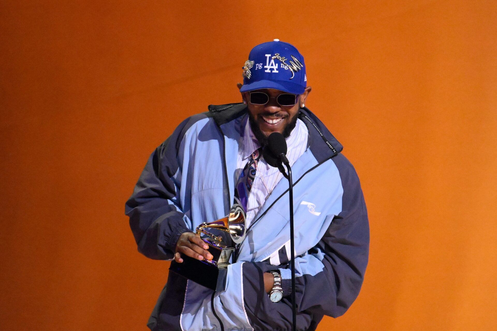 Kendrick Lamar accepts the award for best rap album for “Mr. Morale & The Big Steppers during the 65th Annual Grammy Awards at Crypto.com Arena in Los Angeles on Sunday, Feb. 5, 2023.