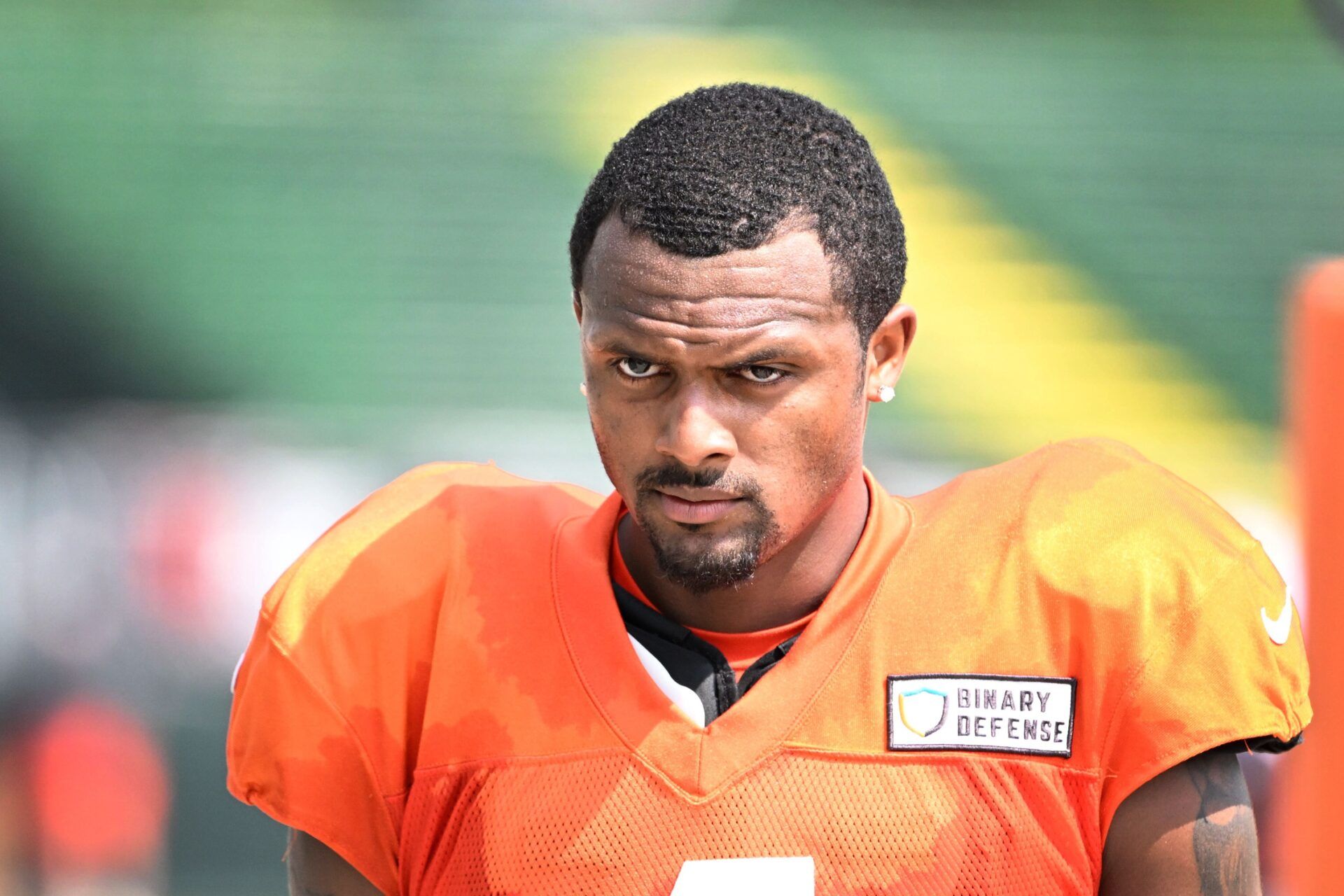 Cleveland Browns quarterback Deshaun Watson (4) during practice at the Browns training facility in Berea, Ohio.