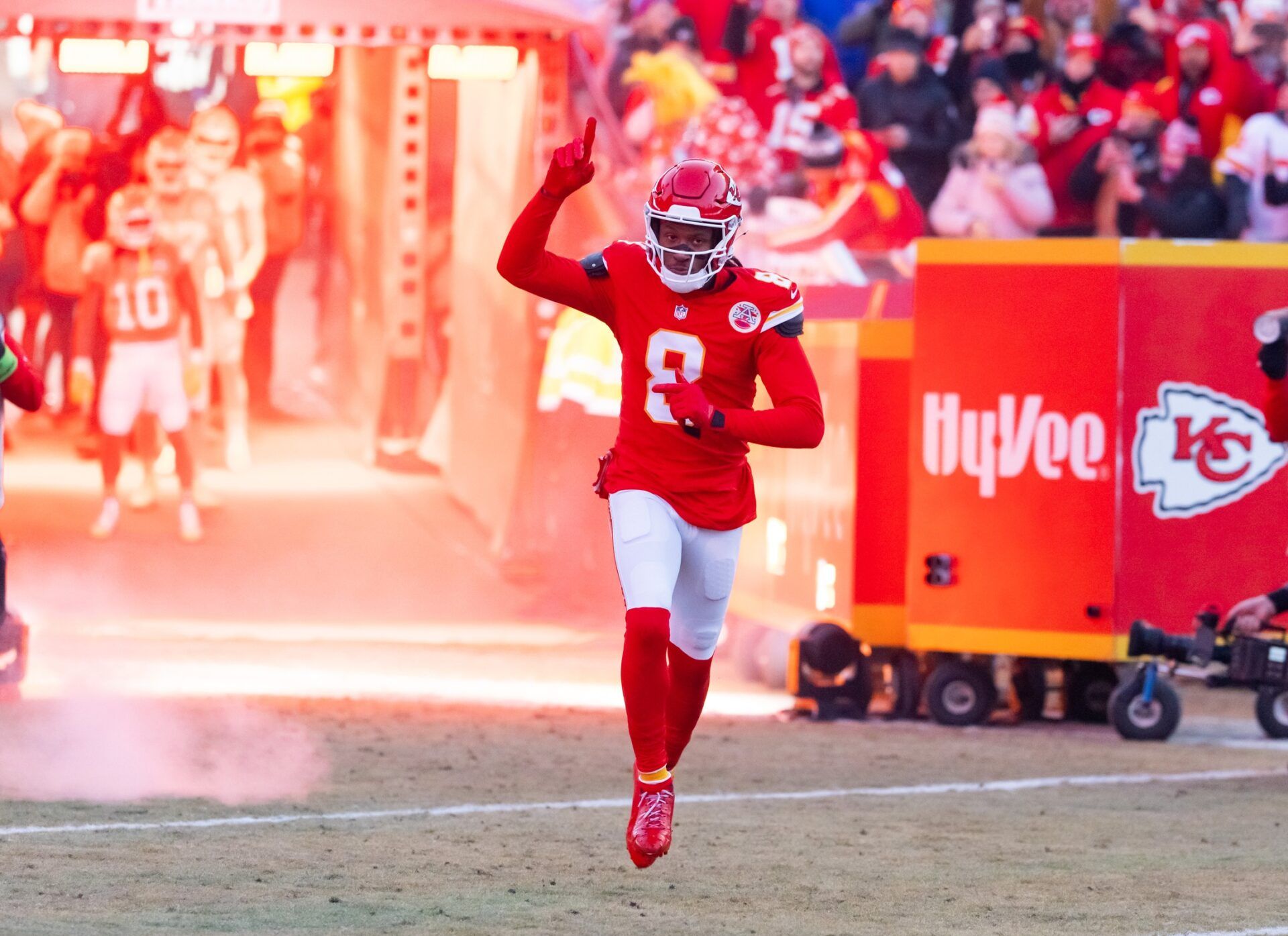 Kansas City Chiefs wide receiver DeAndre Hopkins (8) against the Buffalo Bills in the AFC Championship game at GEHA Field at Arrowhead Stadium.