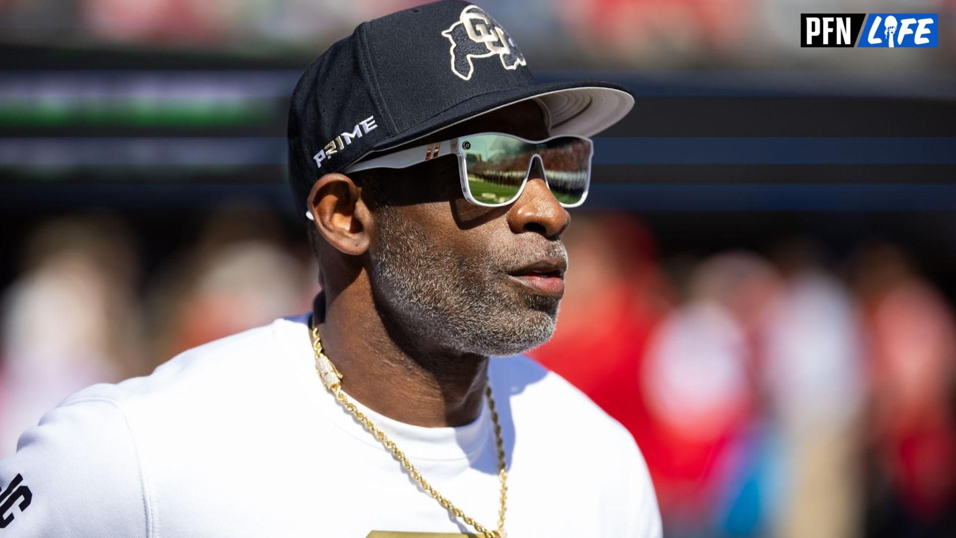 Colorado Buffalos head coach Deion Sanders against the Arizona Wildcats at Arizona Stadium.