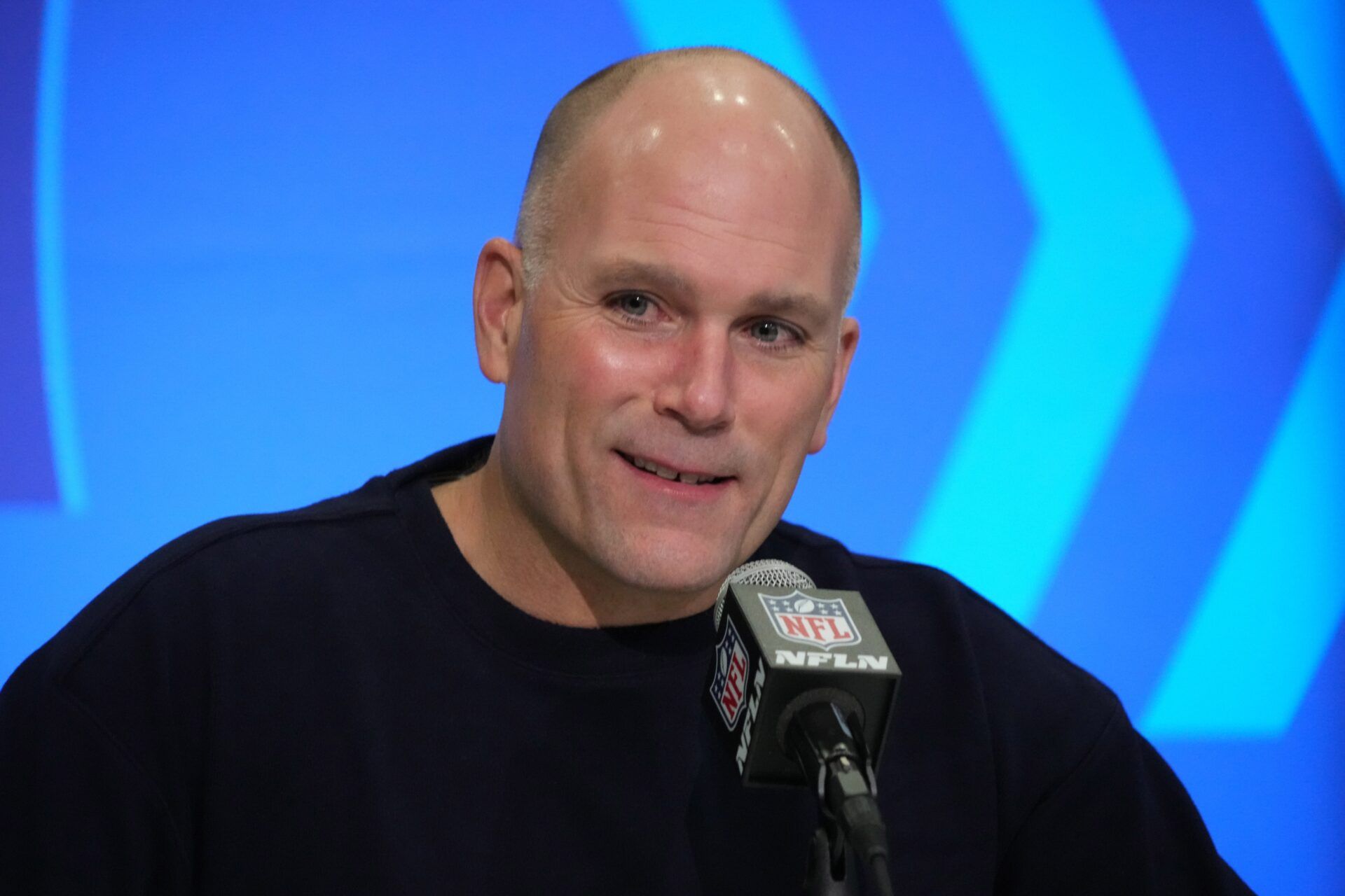 Baltimore Ravens general manager Eric DeCosta speaks during a press conference during the NFL Scouting Combine at Indiana Convention Center.