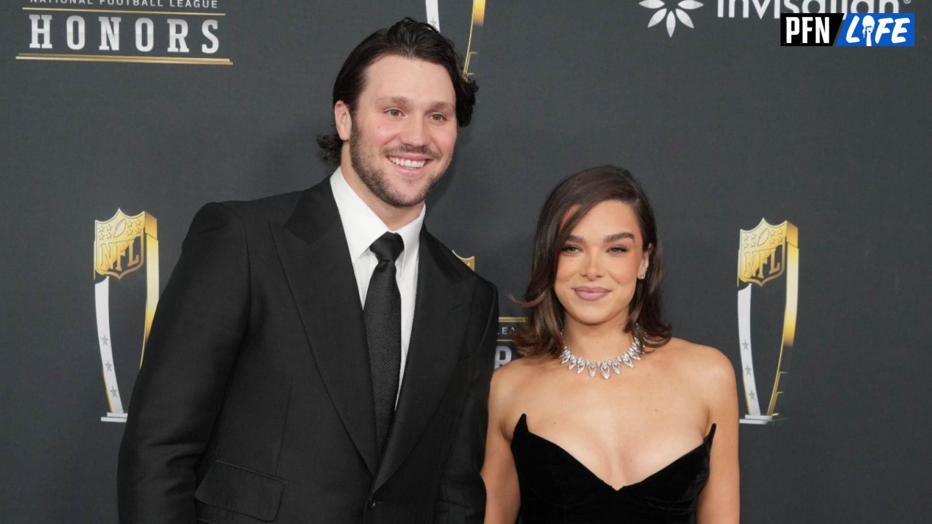 Buffalo Bills quarterback Josh Allen walked the red carpet at NFL Honors with fiancée Hailee Steinfeld. The two turned heads as they walked in.