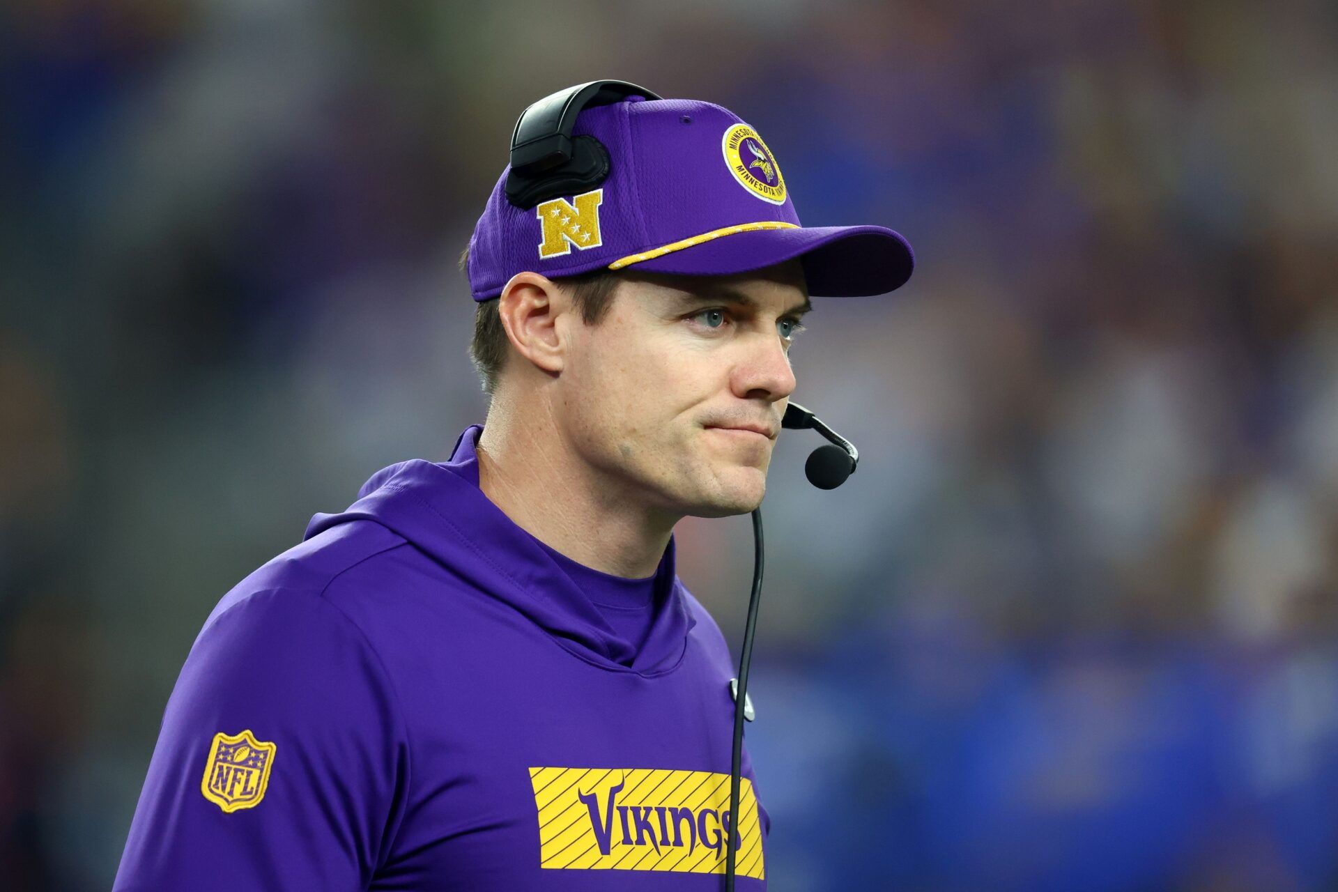 Minnesota Vikings head coach Kevin O'Connell during the second half against the Los Angeles Rams in an NFC wild card game at State Farm Stadium.