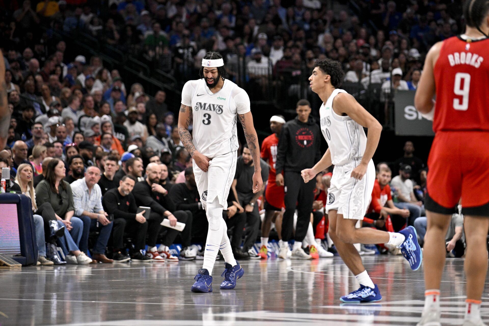 Dallas Mavericks forward Anthony Davis (3) leaves the game against the Houston Rockets during the third quarter at the American Airlines Center.