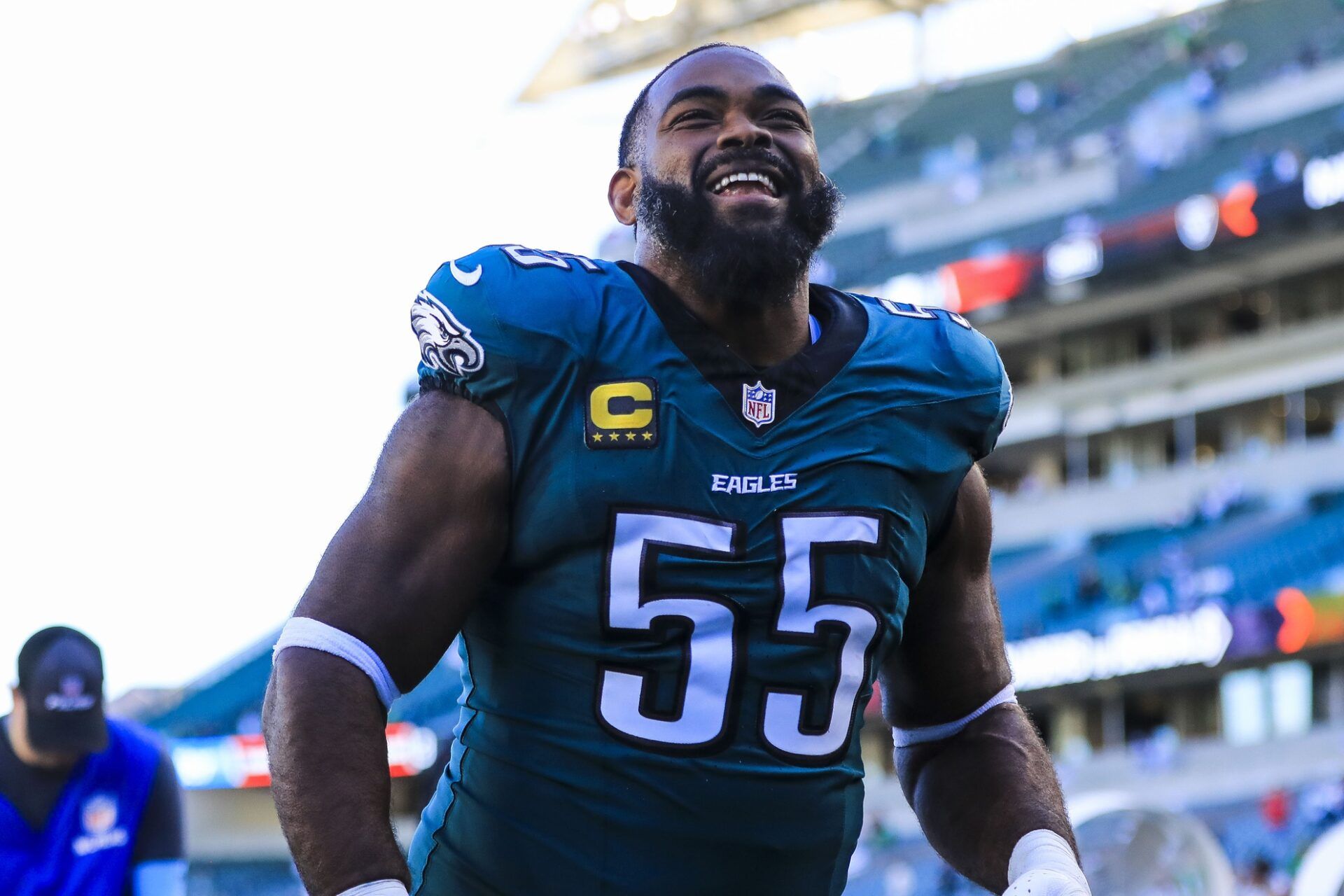 Philadelphia Eagles defensive end Brandon Graham (55) walks off the field after the victory over the Cincinnati Bengals at Paycor Stadium.