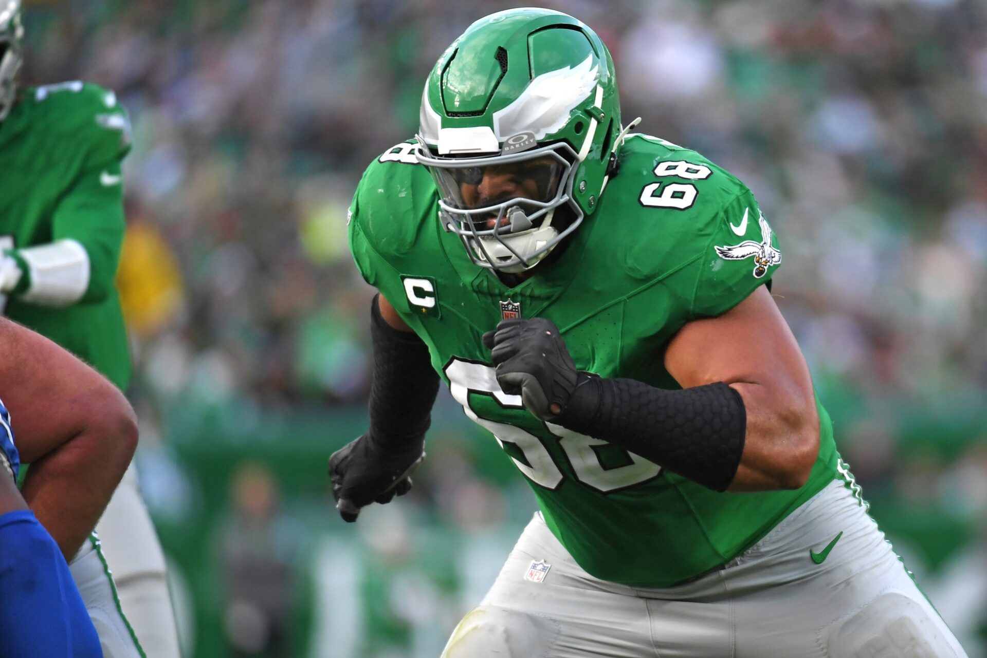 Philadelphia Eagles offensive tackle Jordan Mailata (68) against the Dallas Cowboys at Lincoln Financial Field.